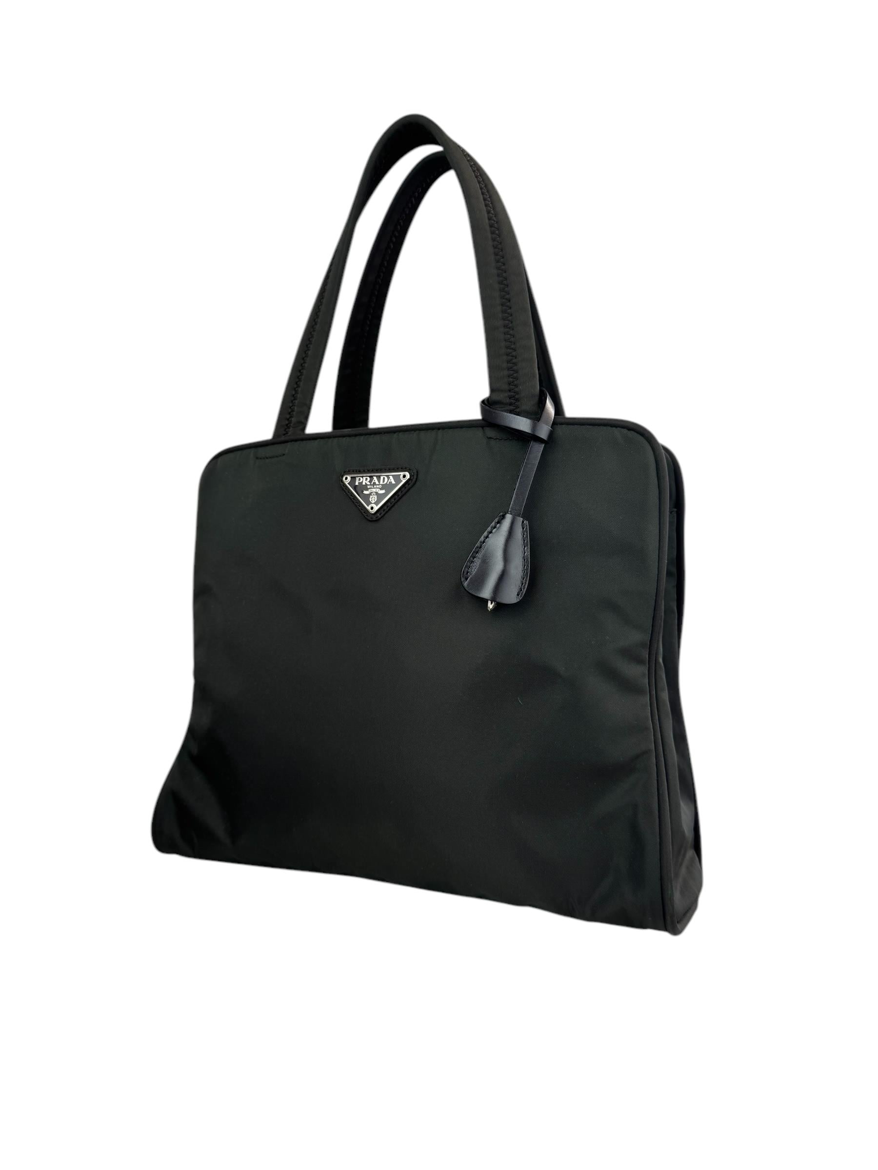 PRADA BLACK NYLON TOTE ÇANTA