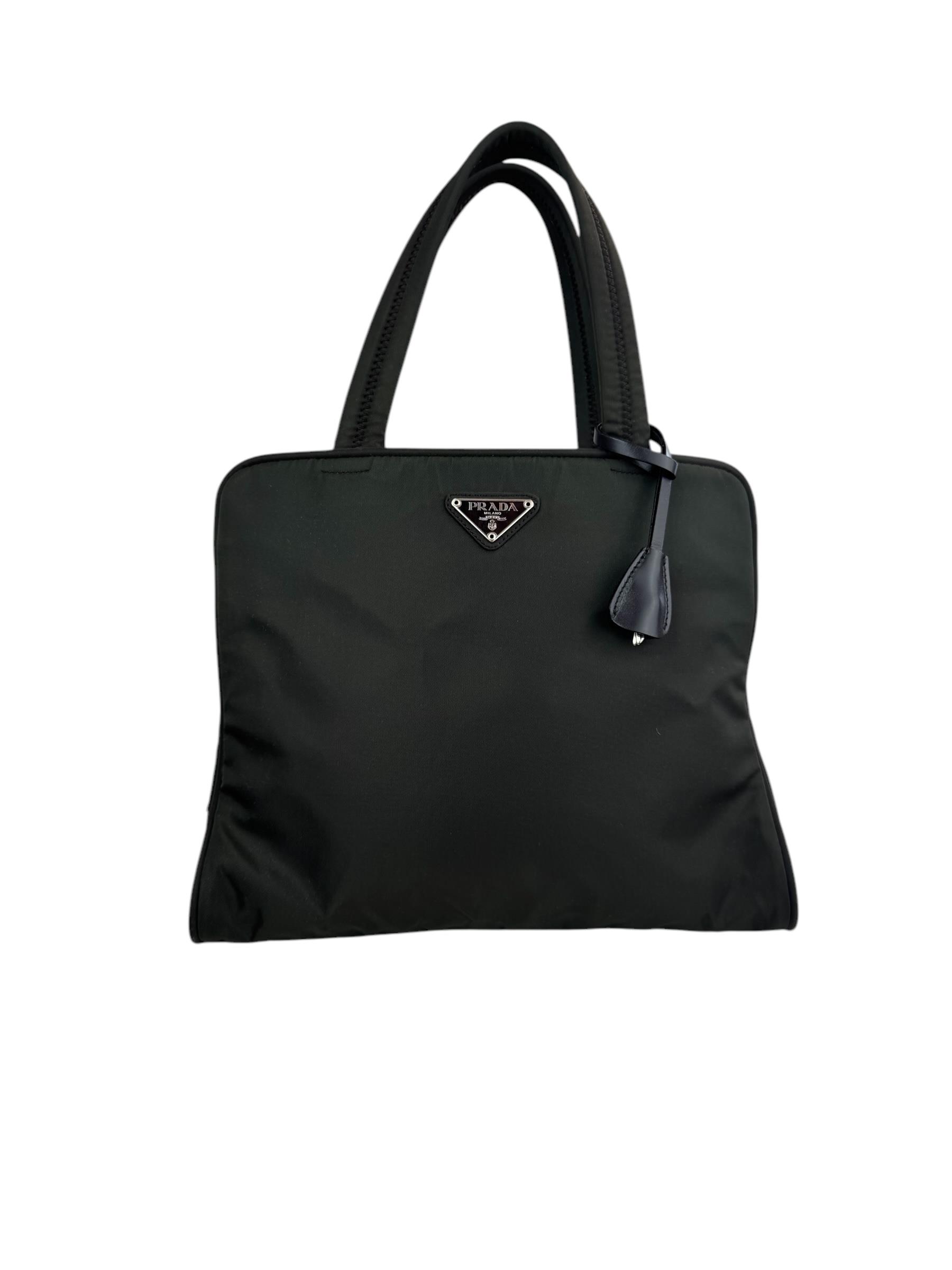 PRADA BLACK NYLON TOTE ÇANTA
