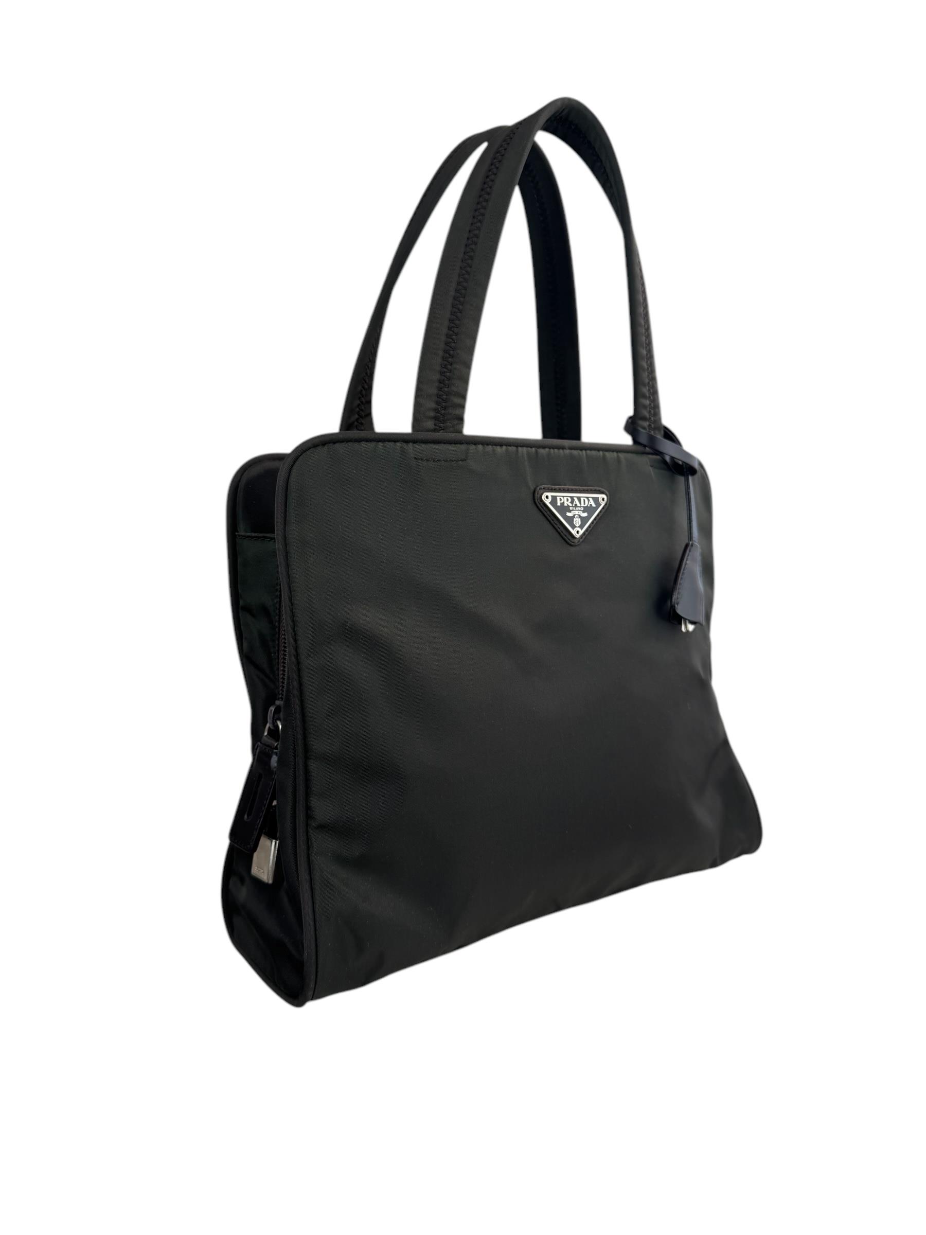 PRADA BLACK NYLON TOTE ÇANTA