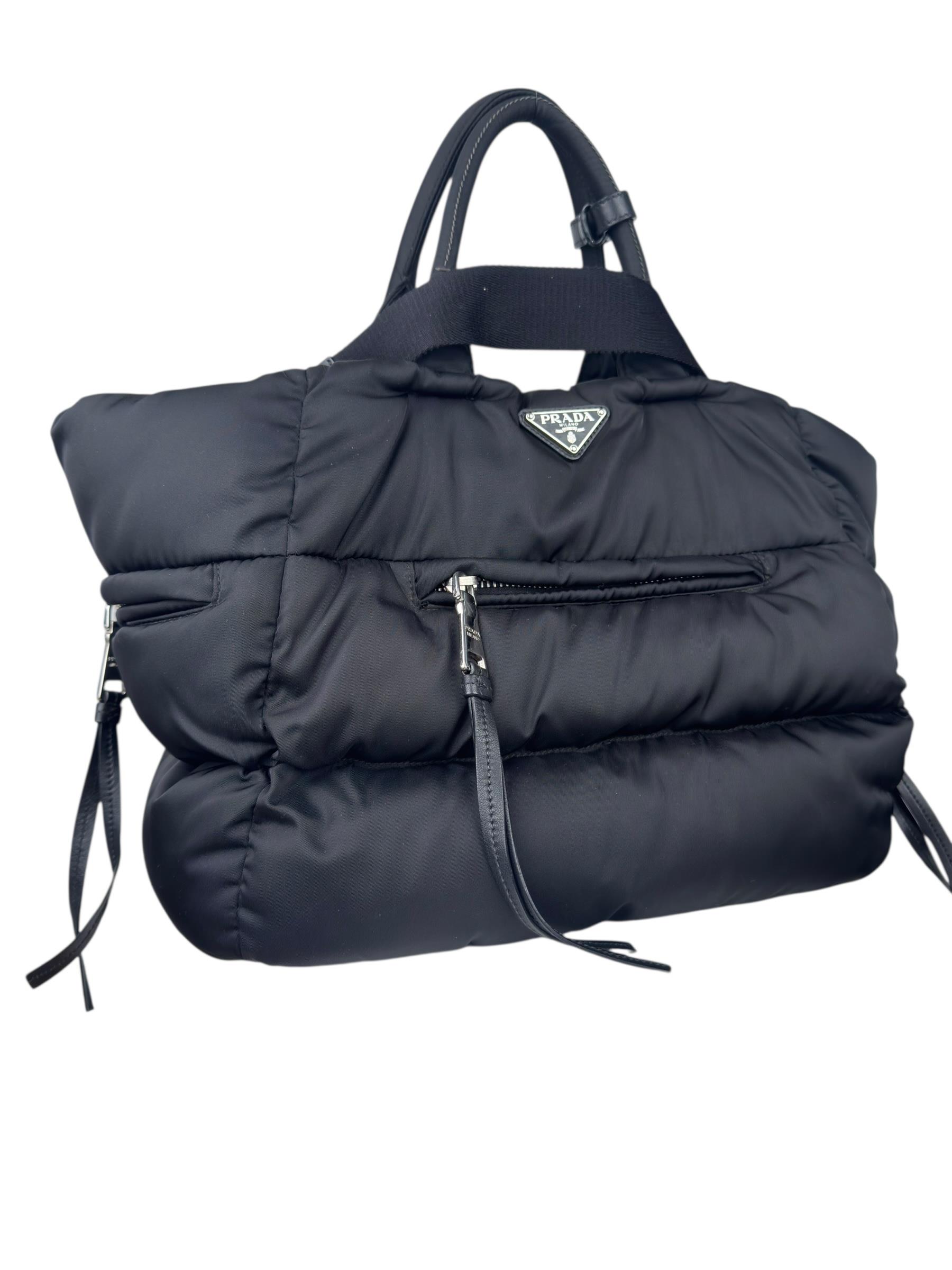 PRADA BLACK TESSUTTO BOMBER BAG