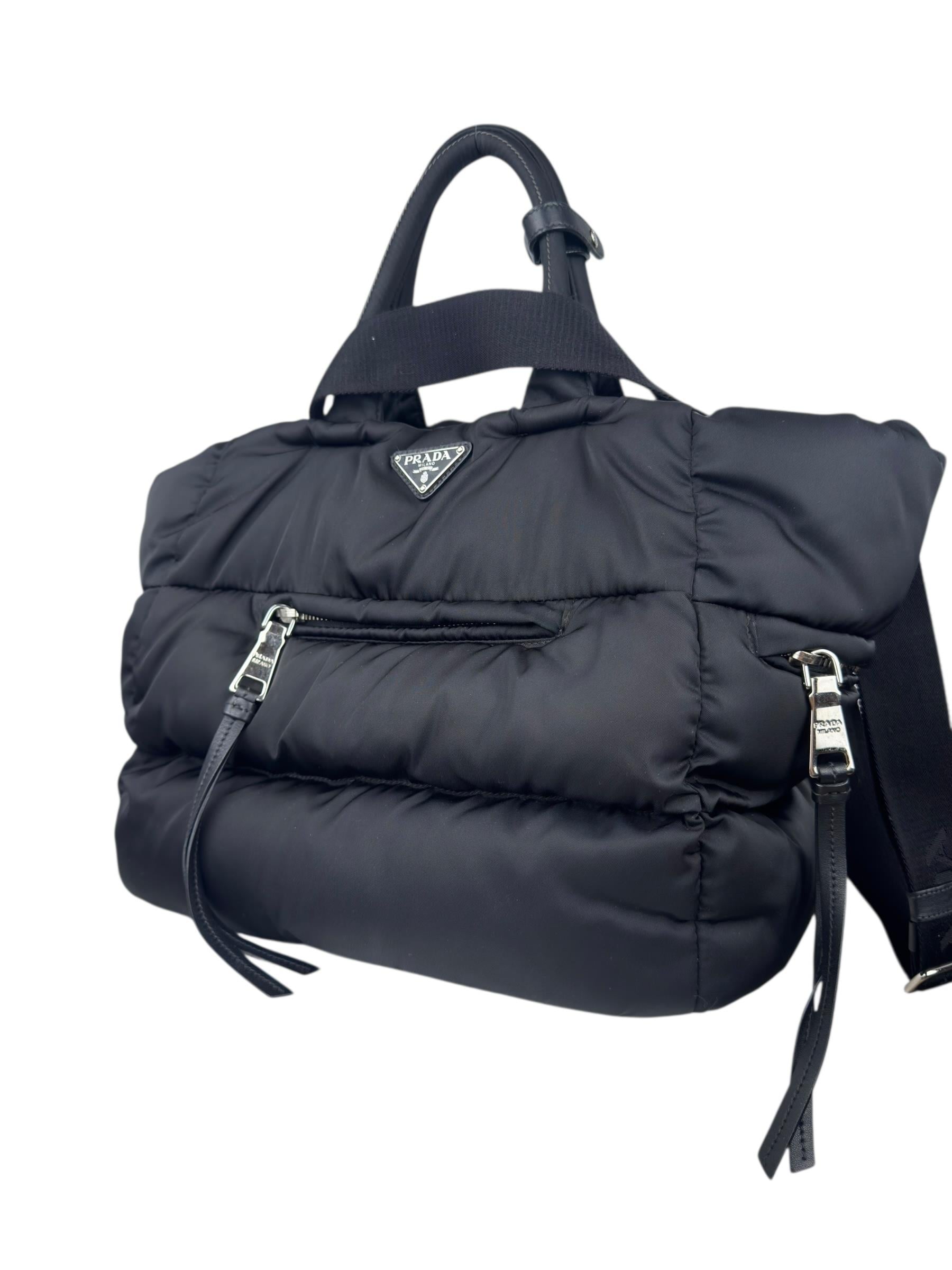 PRADA BLACK TESSUTTO BOMBER BAG