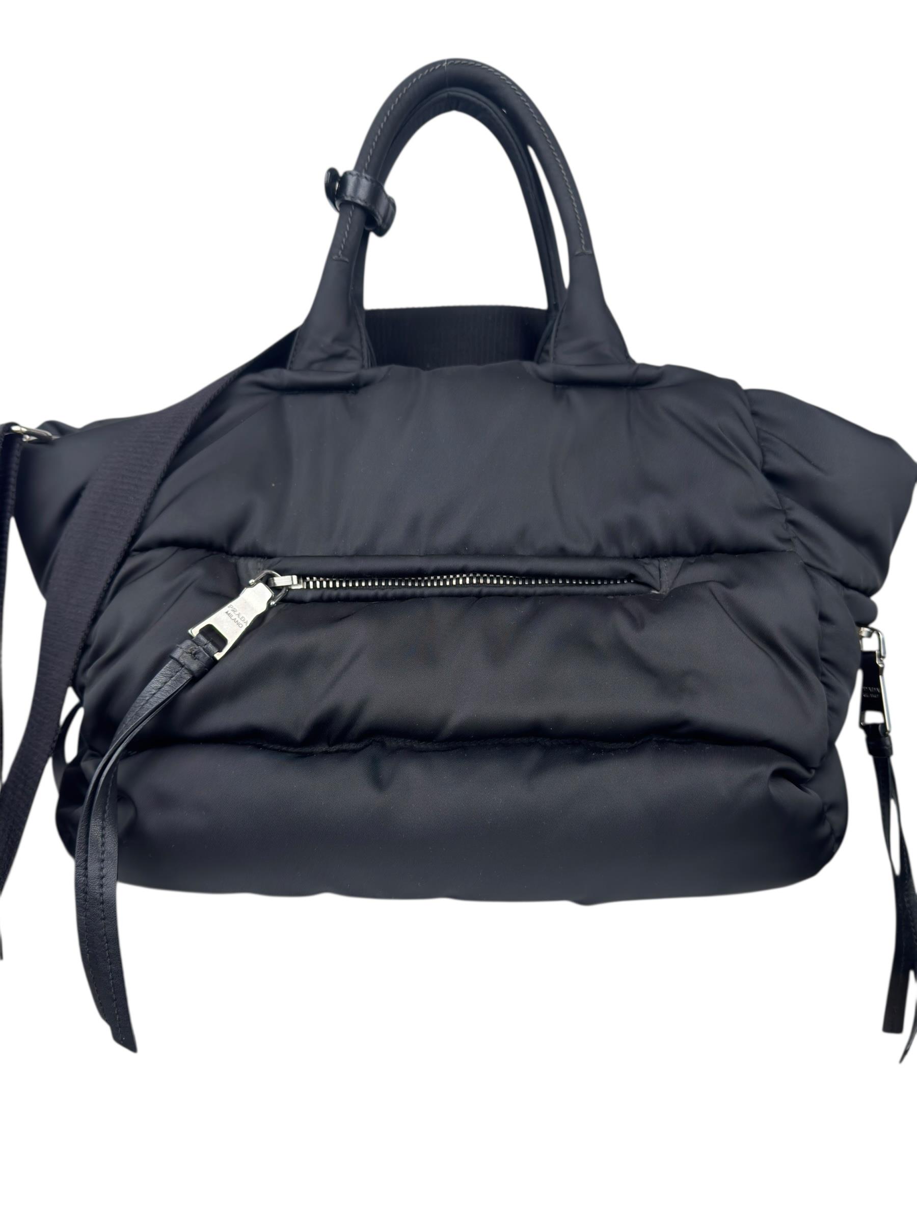 PRADA BLACK TESSUTTO BOMBER BAG