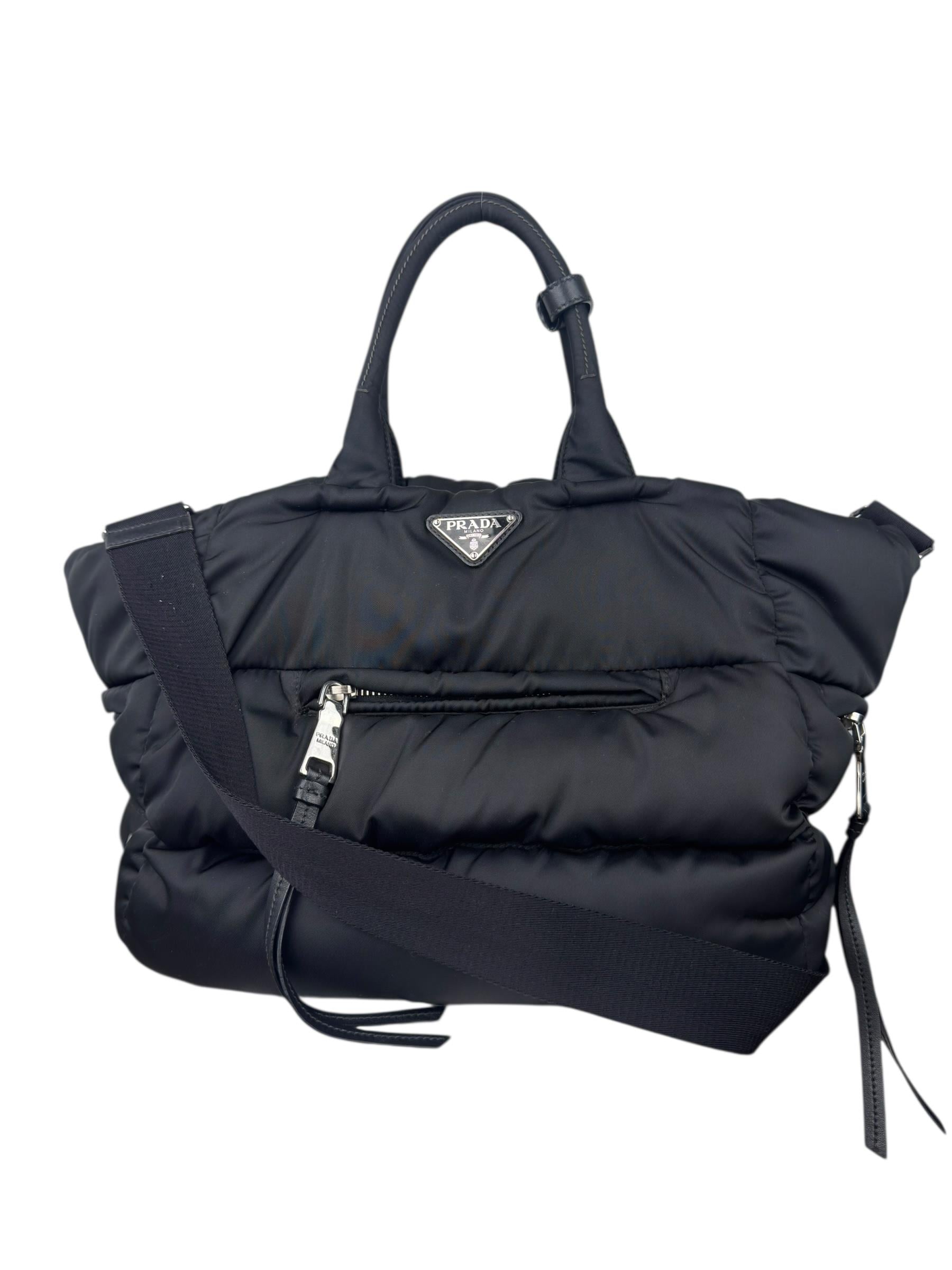PRADA BLACK TESSUTTO BOMBER BAG