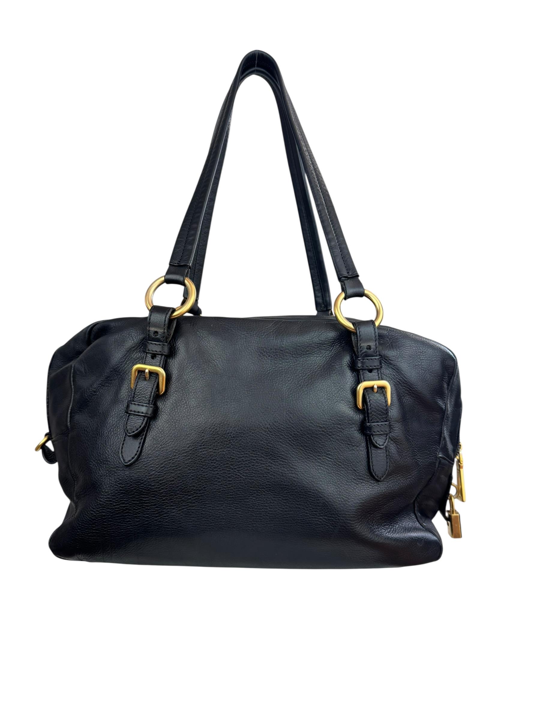PRADA BLACK VITELLO SHOULDER BAG