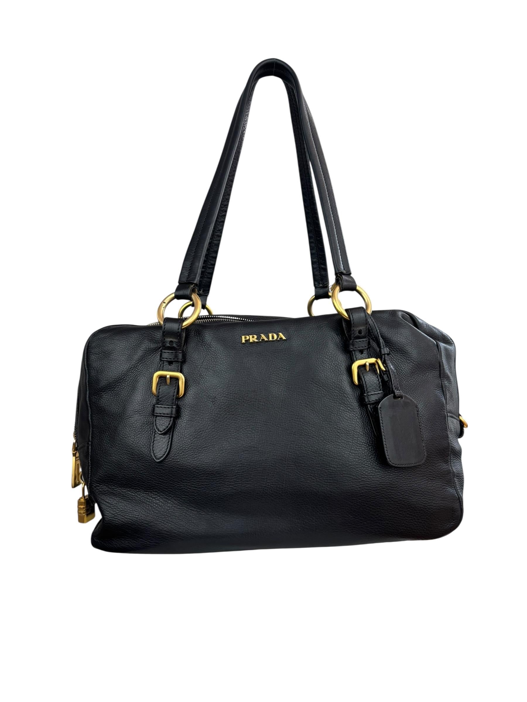 PRADA BLACK VITELLO SHOULDER BAG