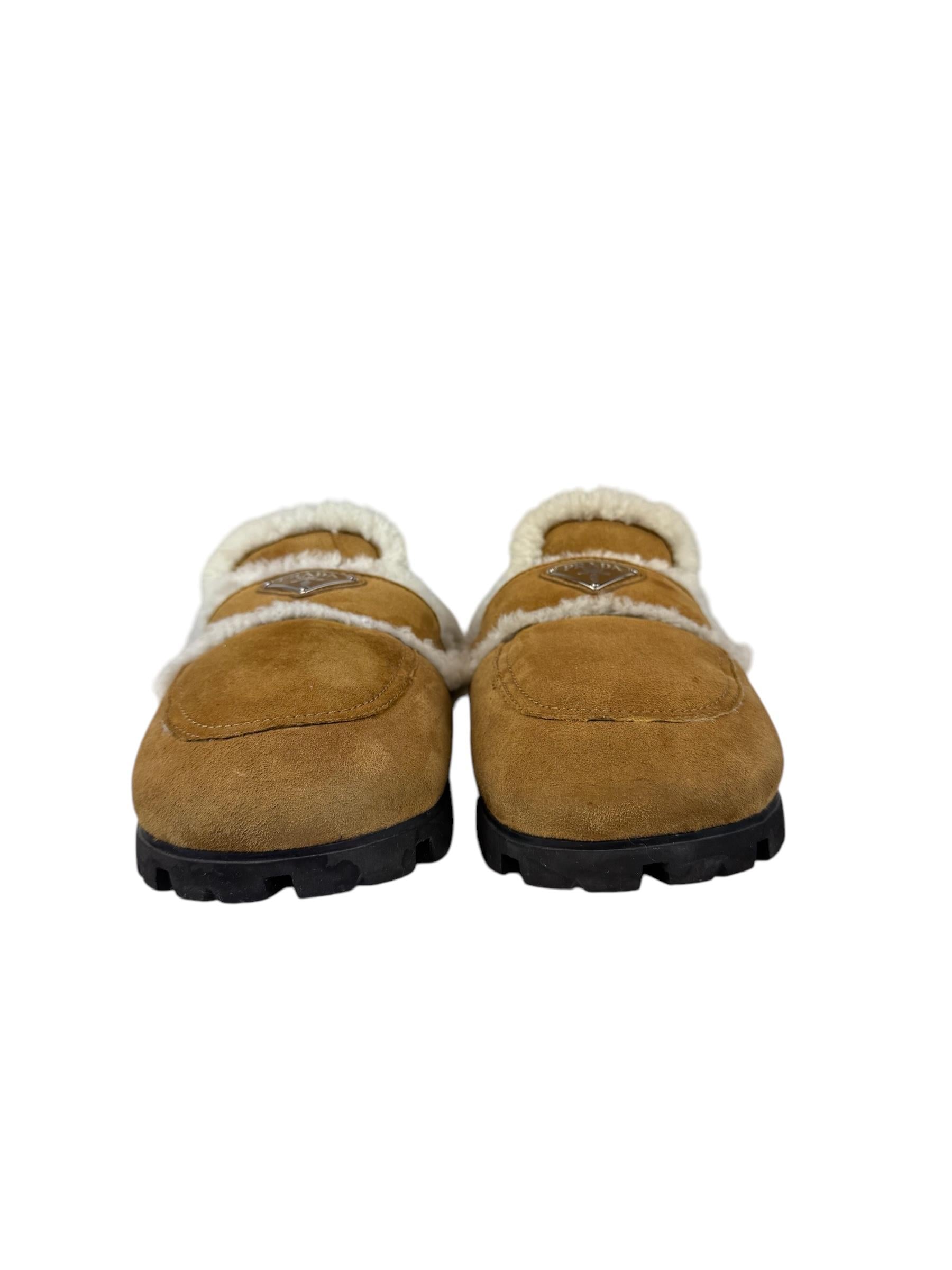 PRADA BROWN BOA MULE SANDALS