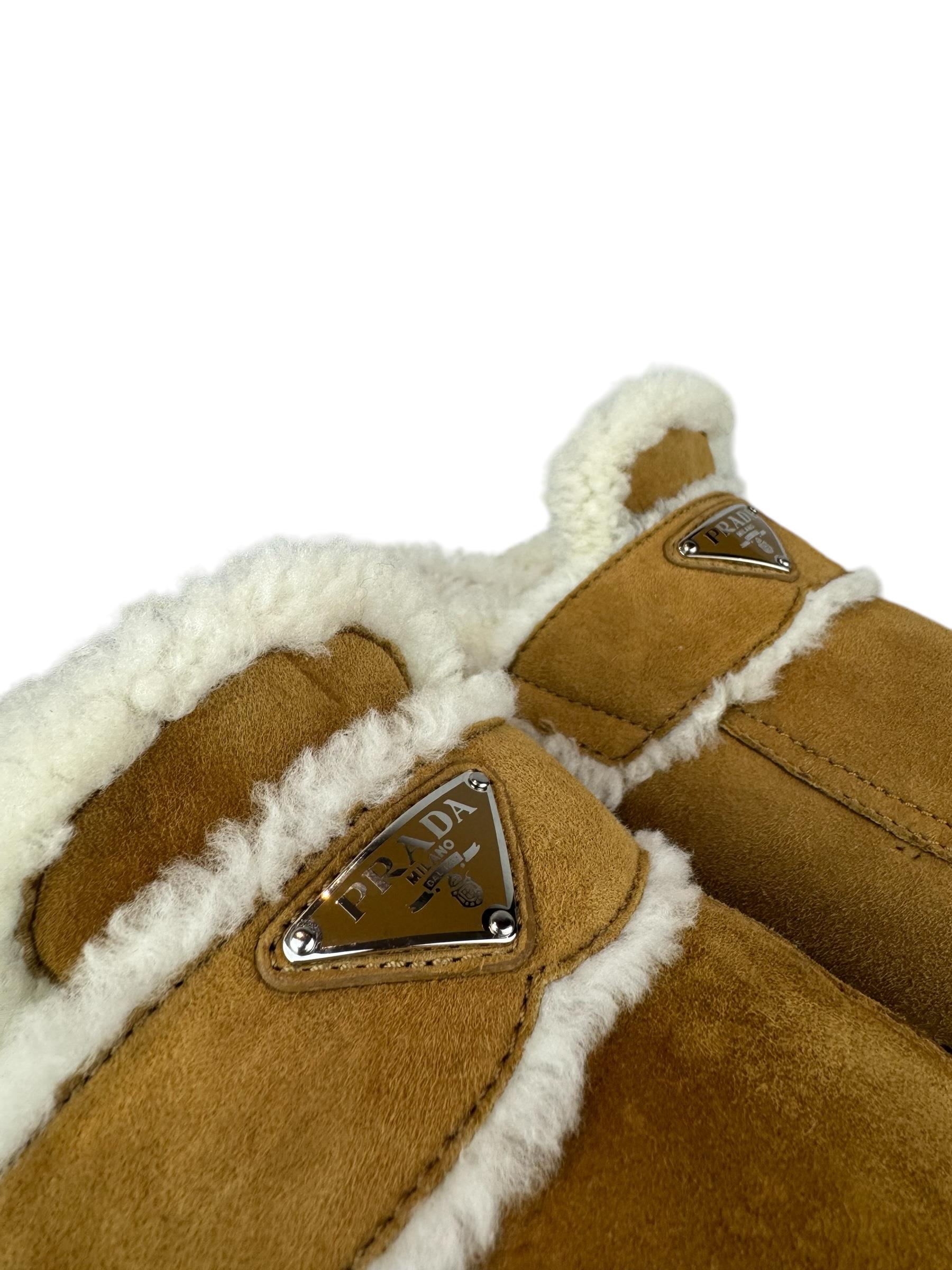 PRADA BROWN BOA MULE SANDALS