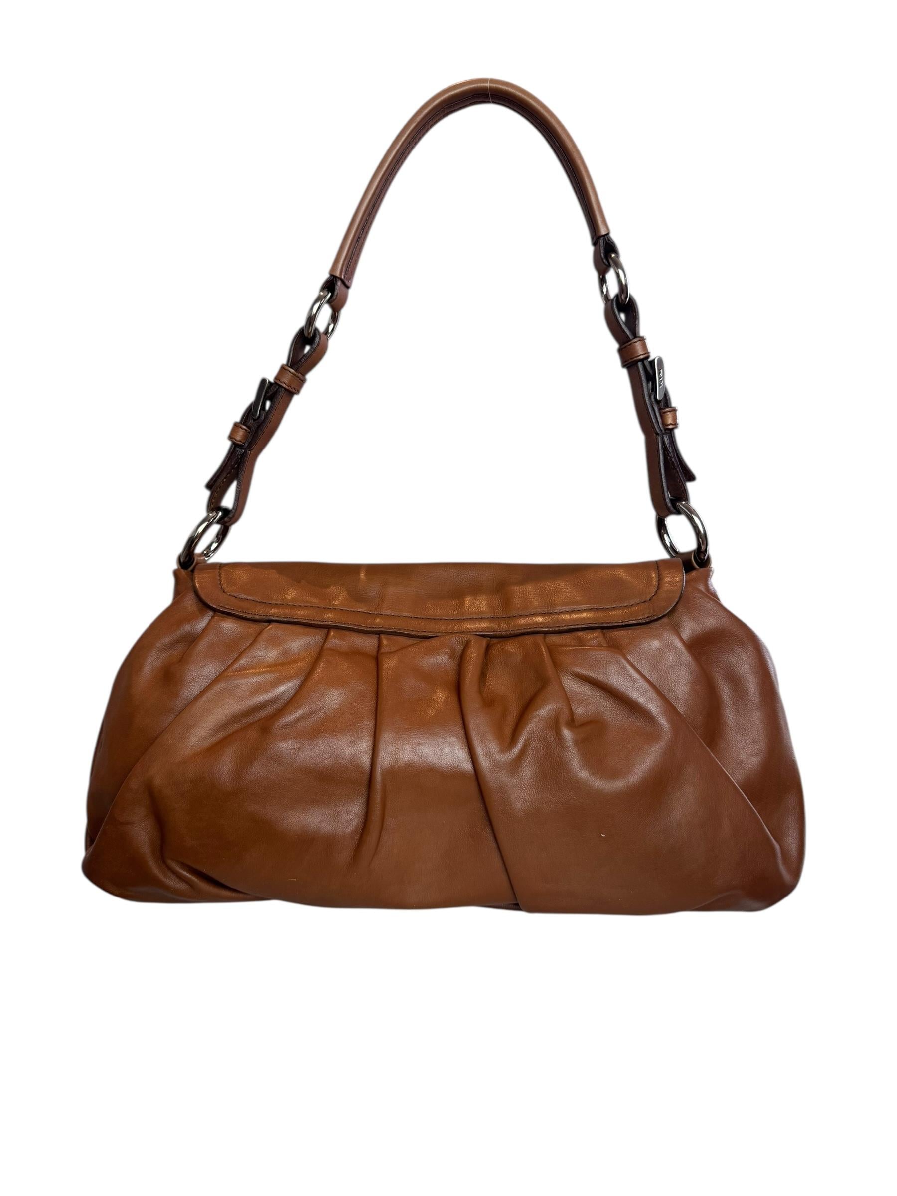 PRADA BROWN VITELLO BAGUETTE