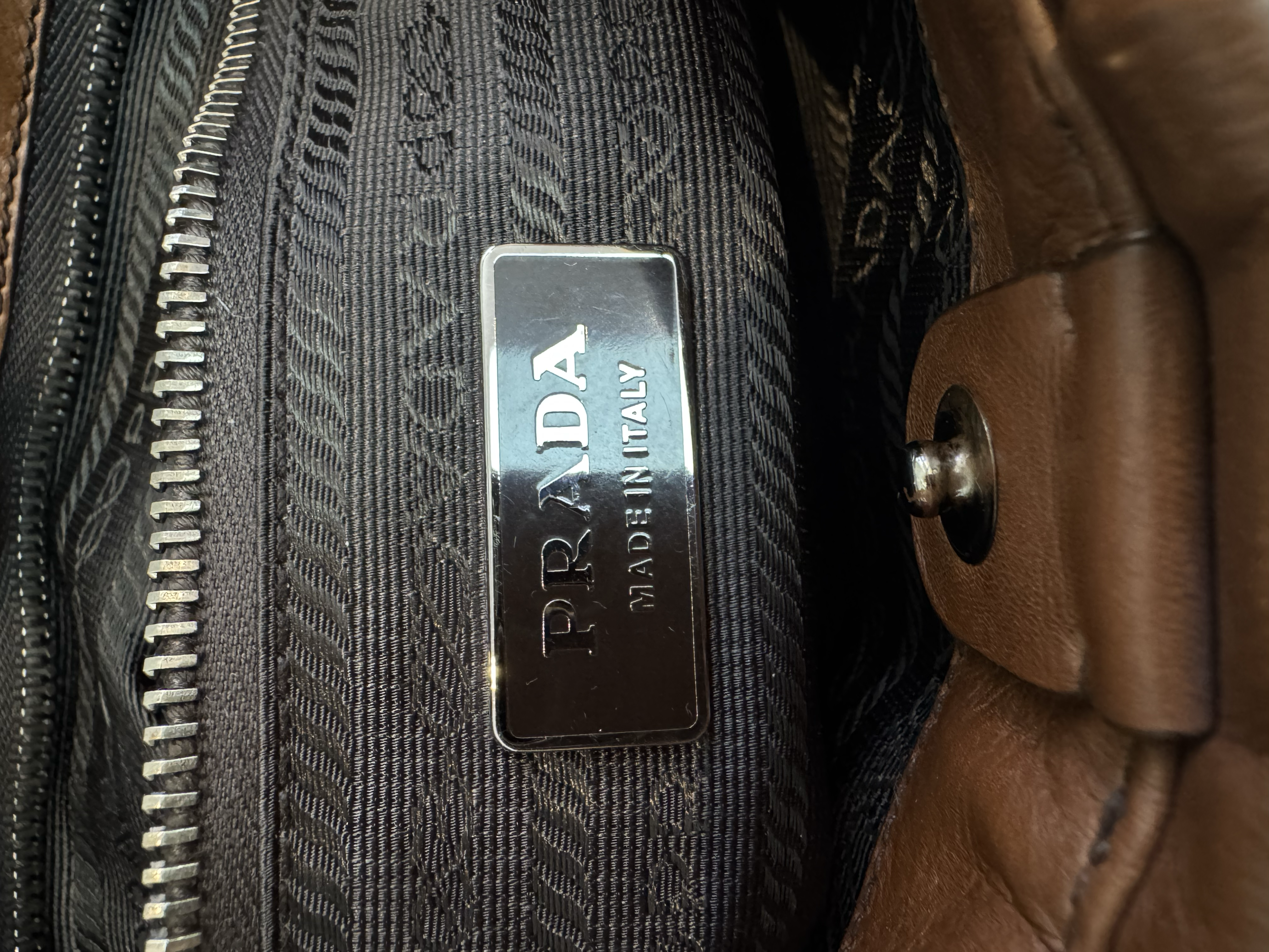 PRADA BROWN VITELLO BAGUETTE