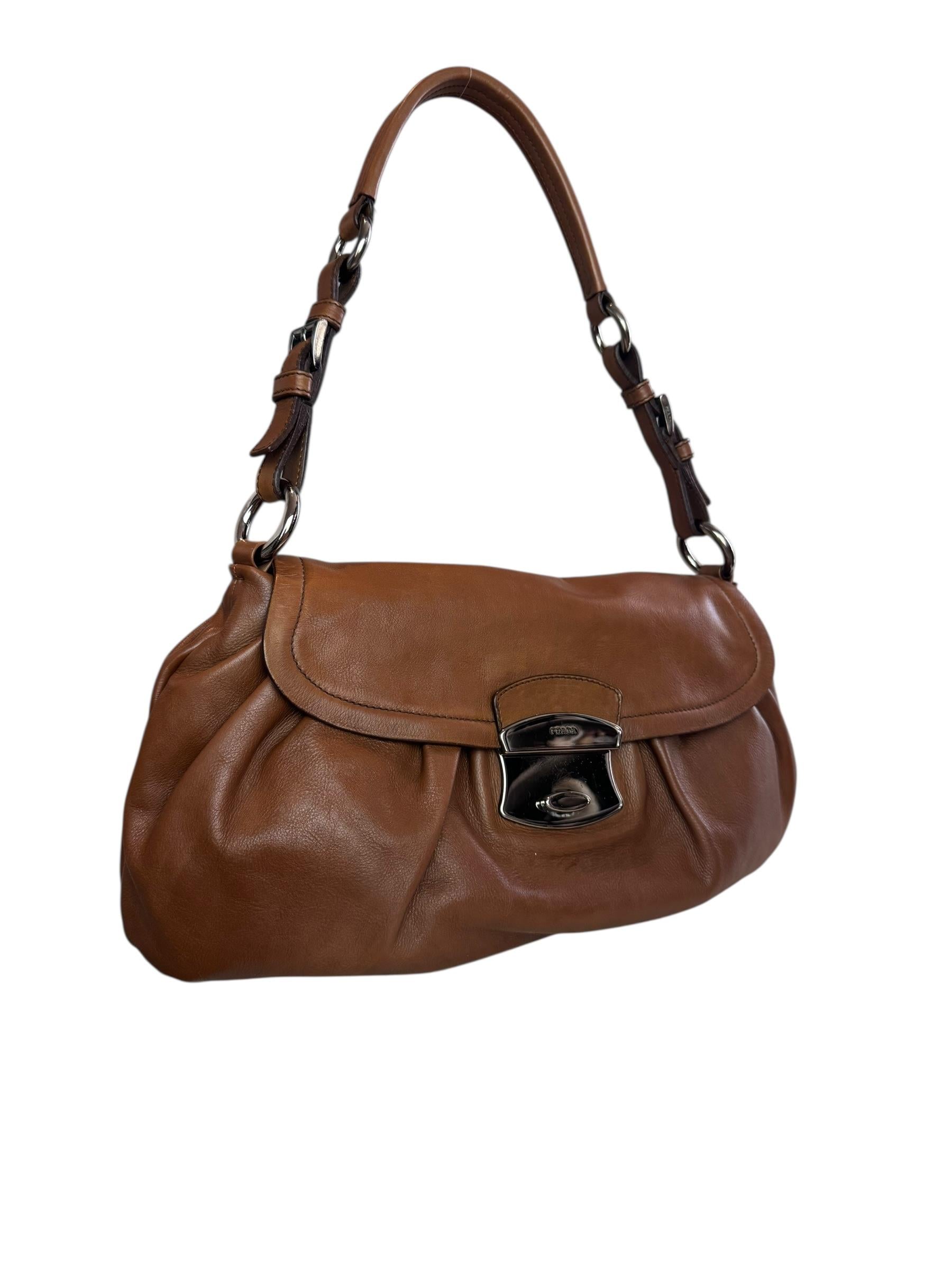 PRADA BROWN VITELLO BAGUETTE