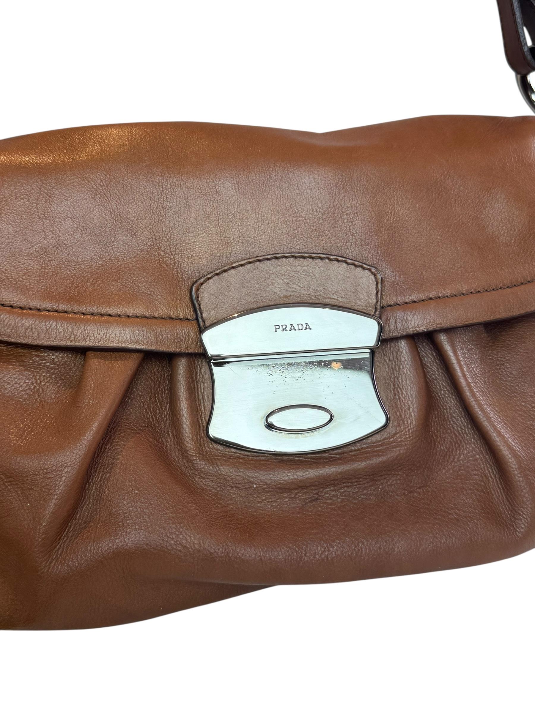 PRADA BROWN VITELLO BAGUETTE
