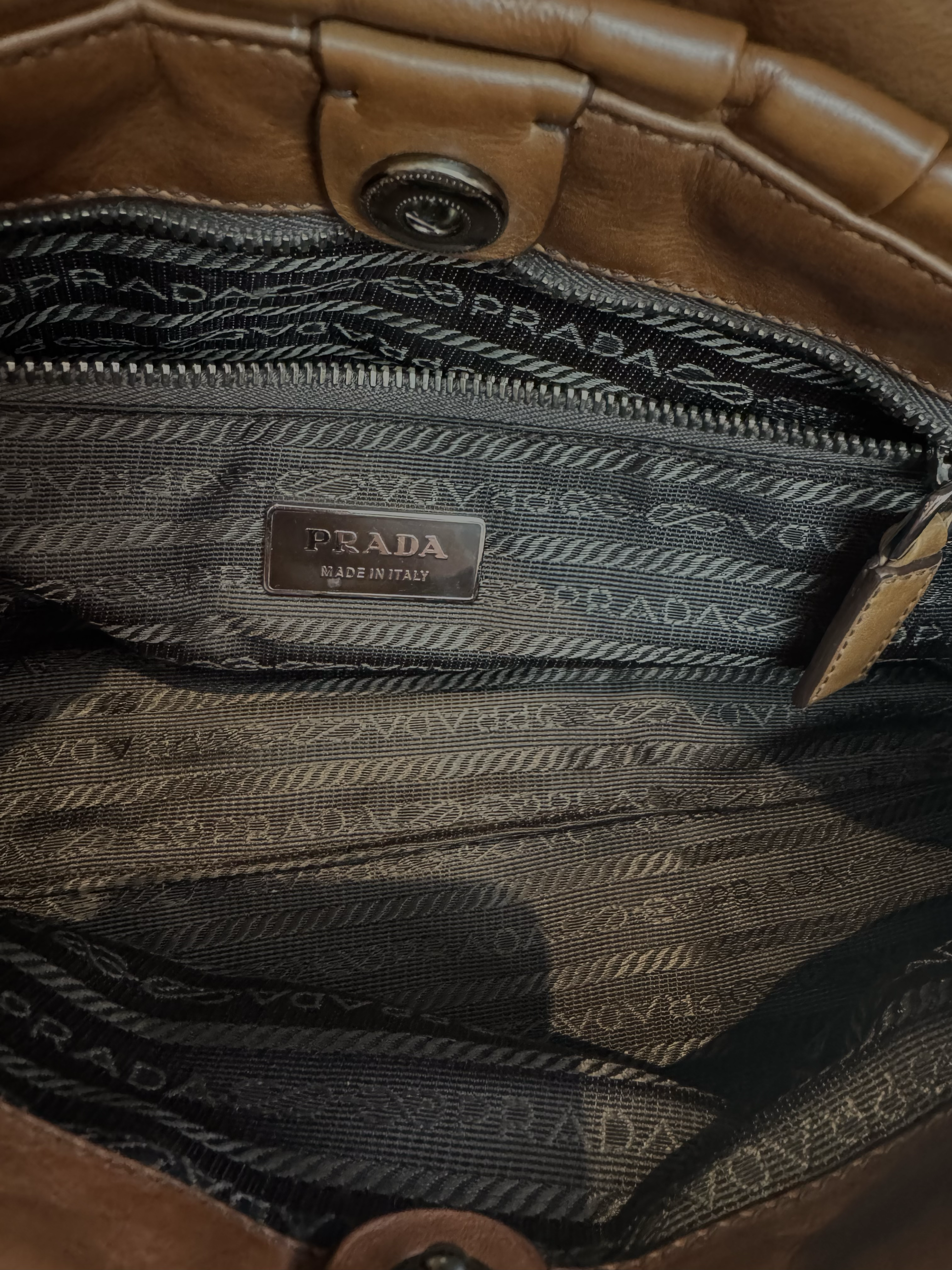 PRADA BROWN VITELLO BAGUETTE