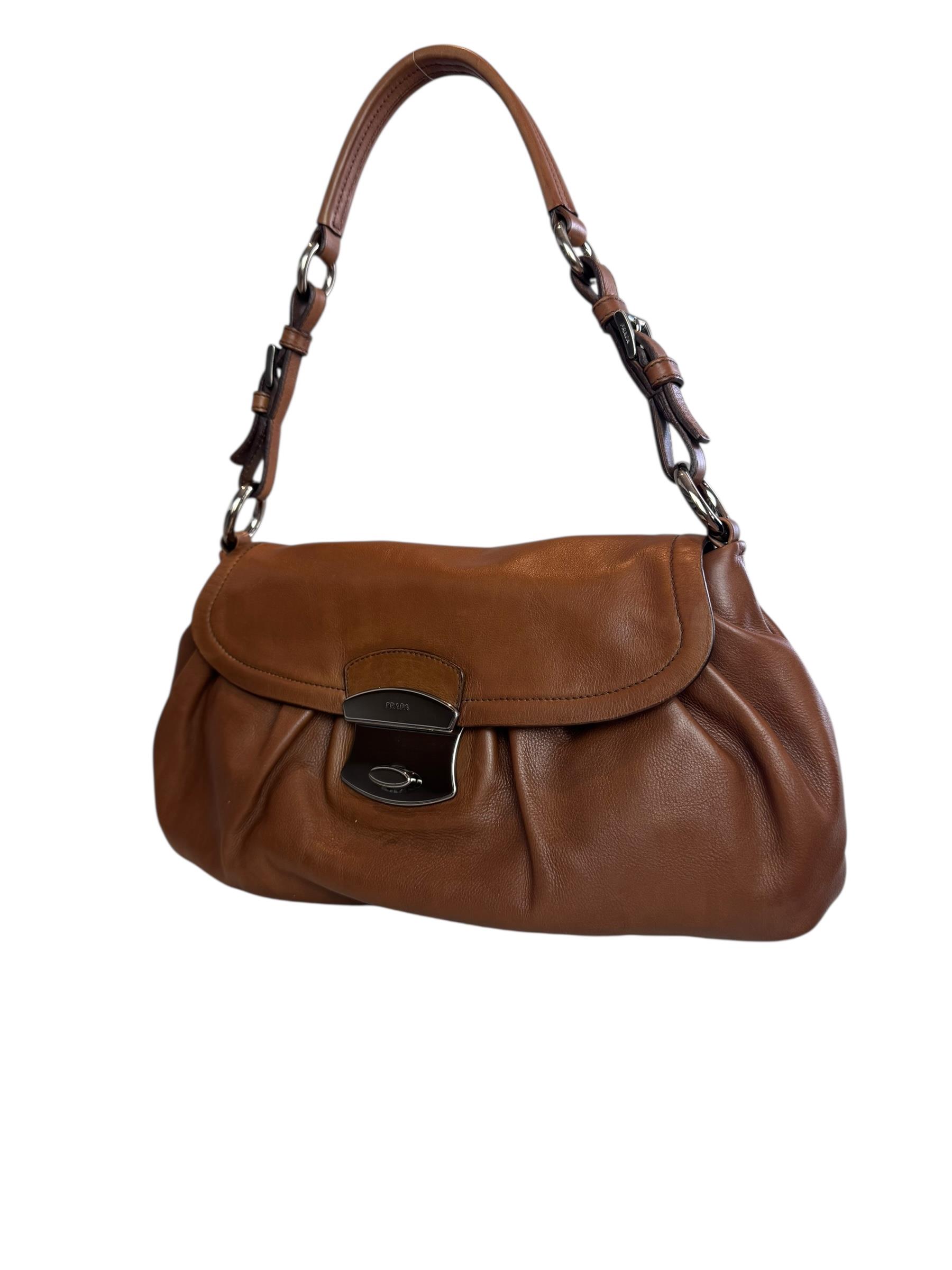 PRADA BROWN VITELLO BAGUETTE