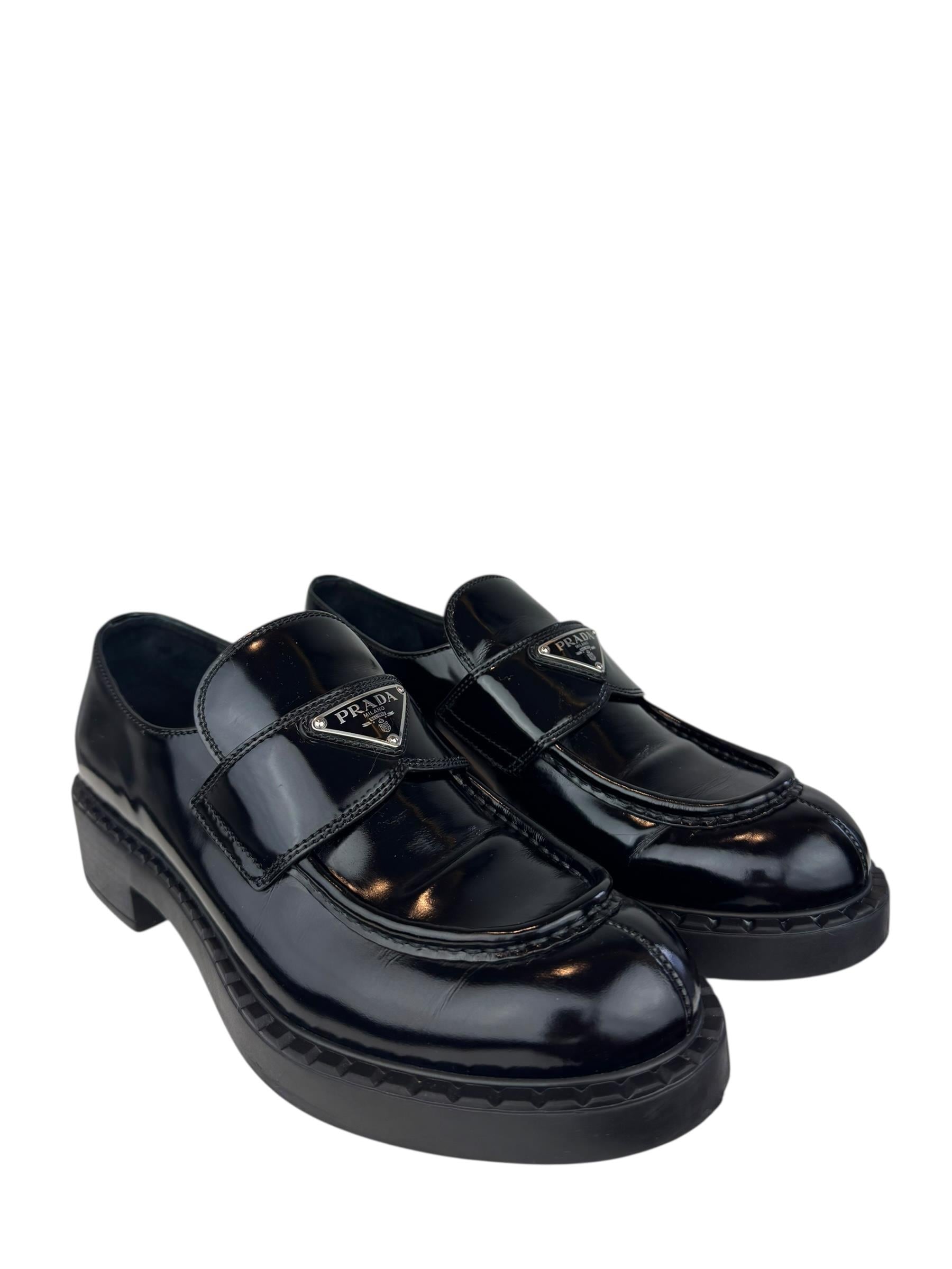 PRADA BRUSHED LEATHER LOAFERS