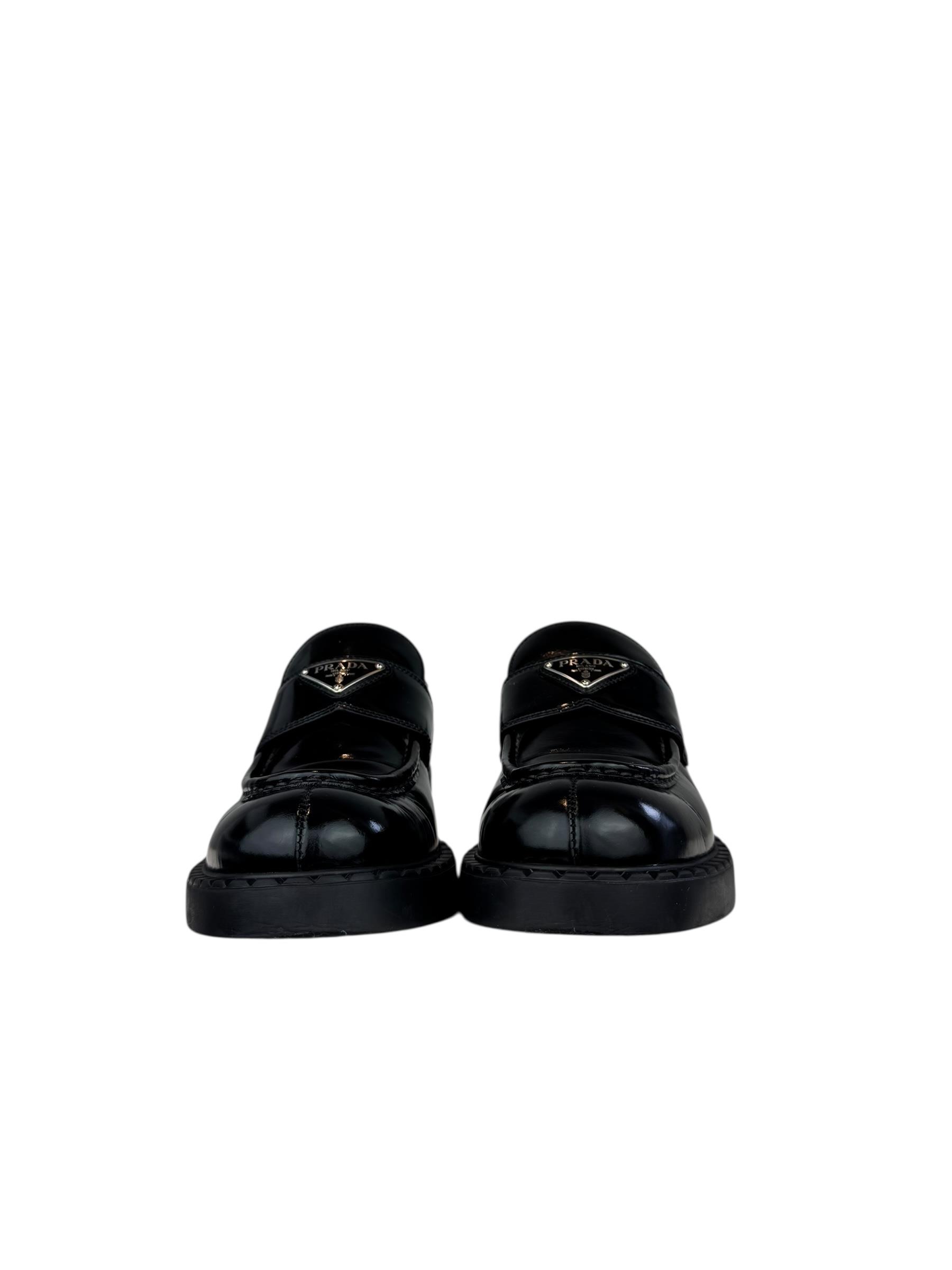 PRADA BRUSHED LEATHER LOAFERS