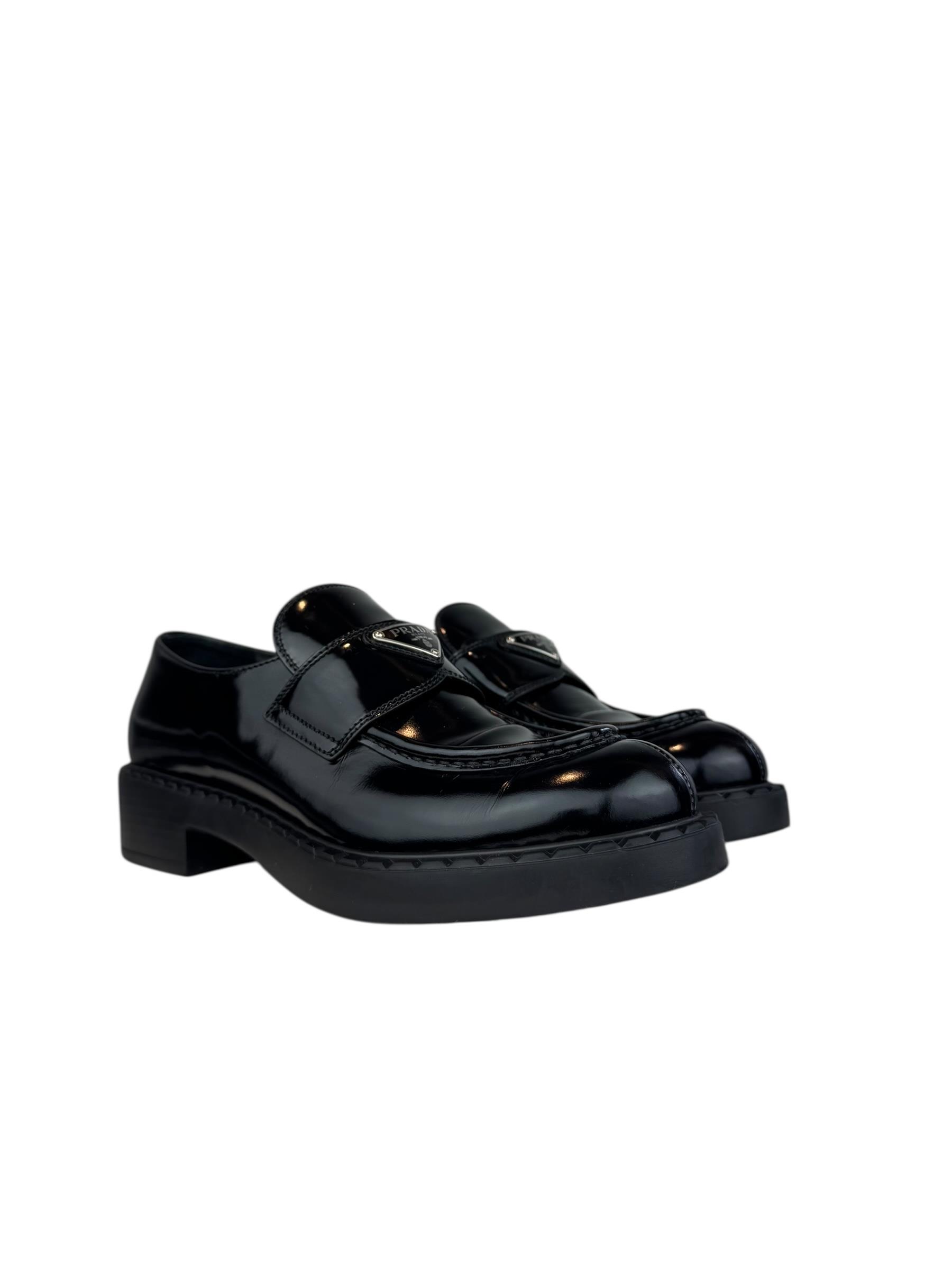 PRADA BRUSHED LEATHER LOAFERS