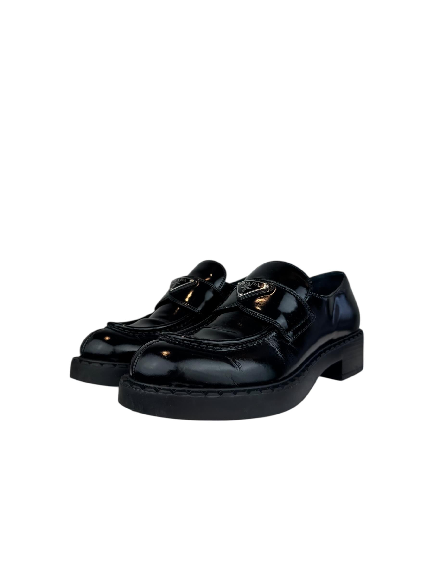 PRADA BRUSHED LEATHER LOAFERS