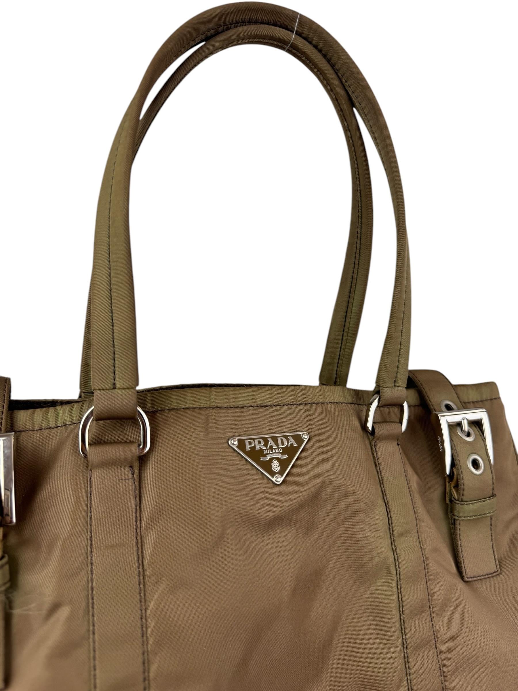 PRADA BUCKLE TESSUTO TOTE BAG