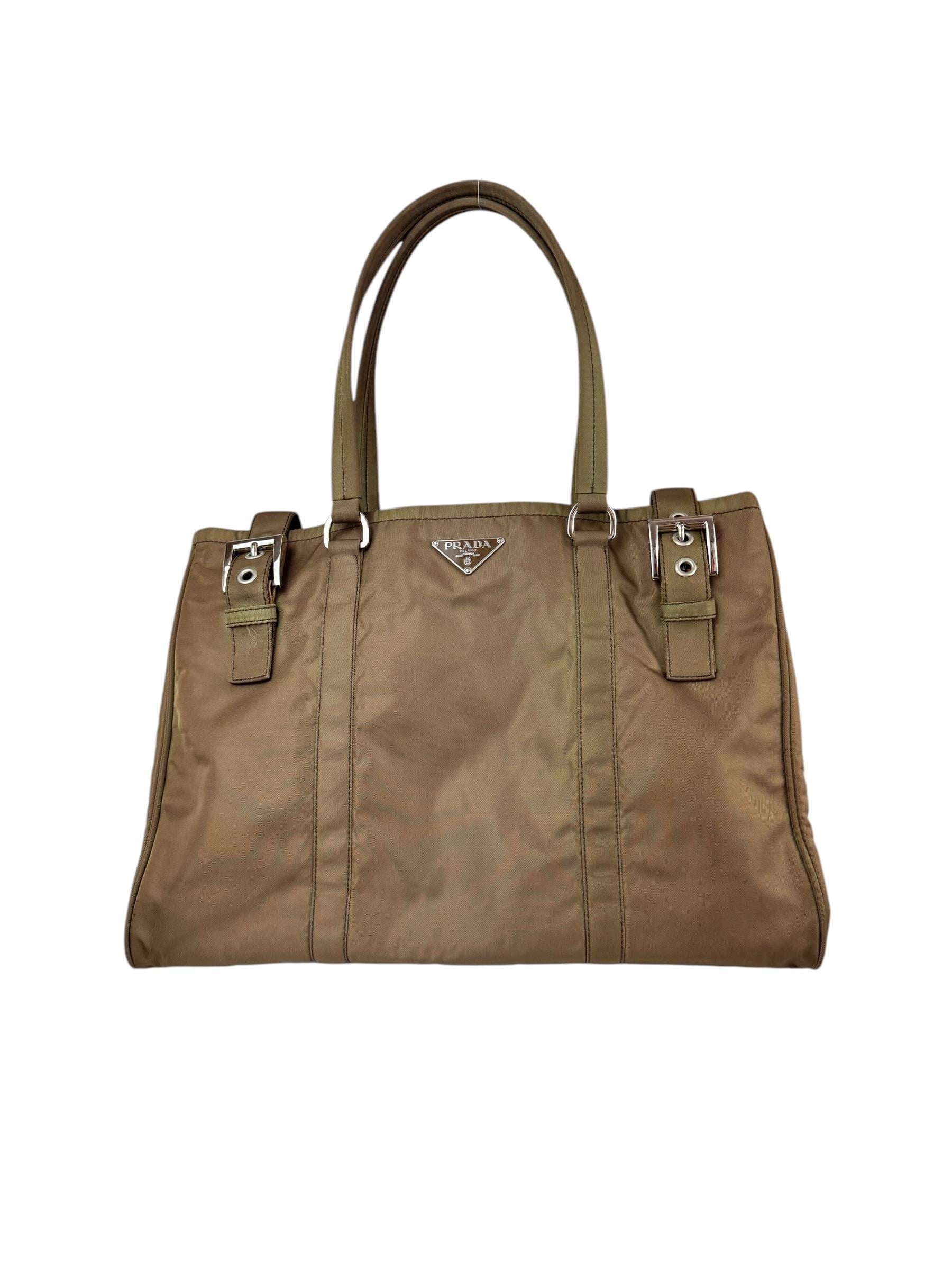 PRADA BUCKLE TESSUTO TOTE BAG