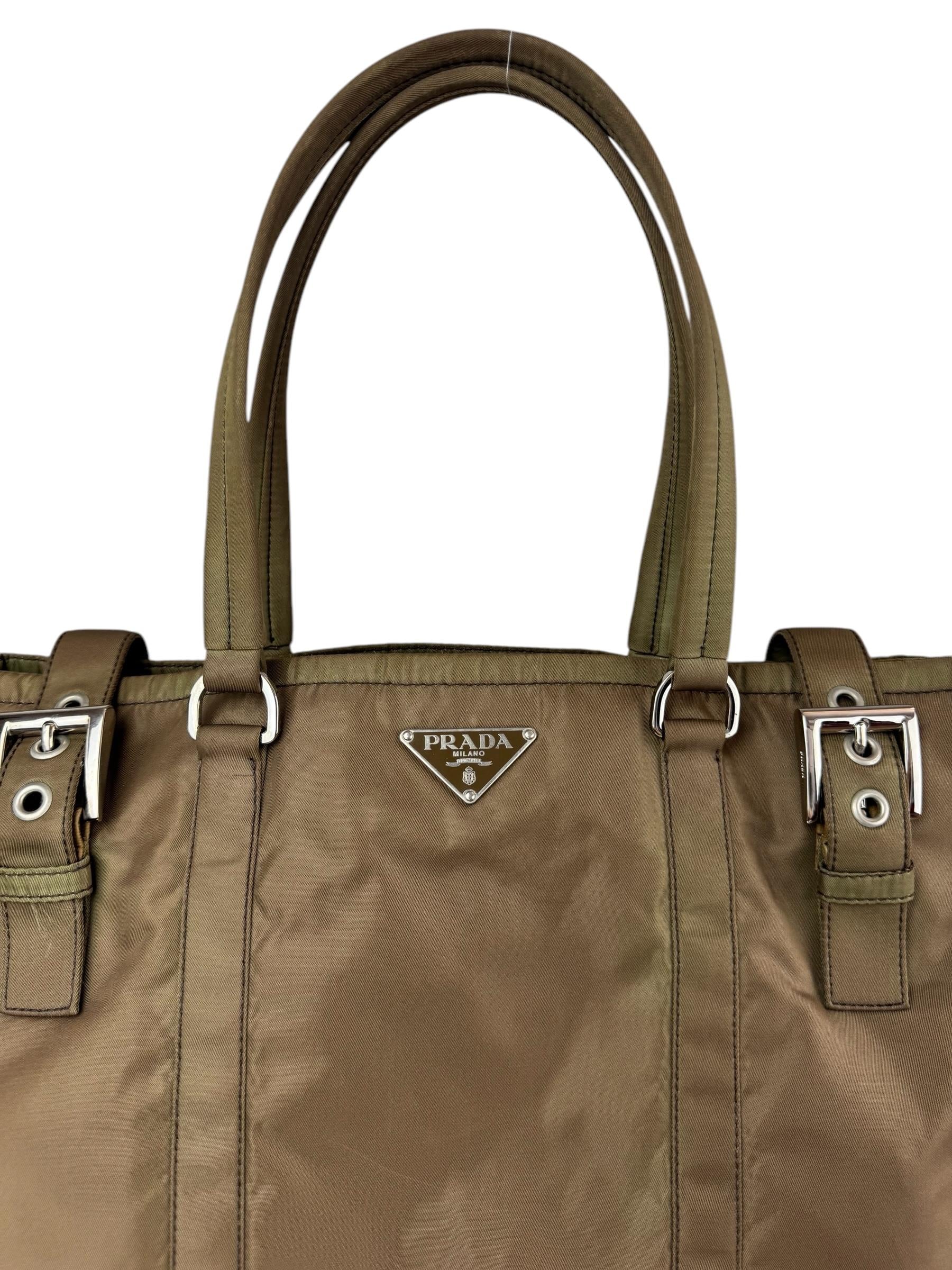PRADA BUCKLE TESSUTO TOTE BAG
