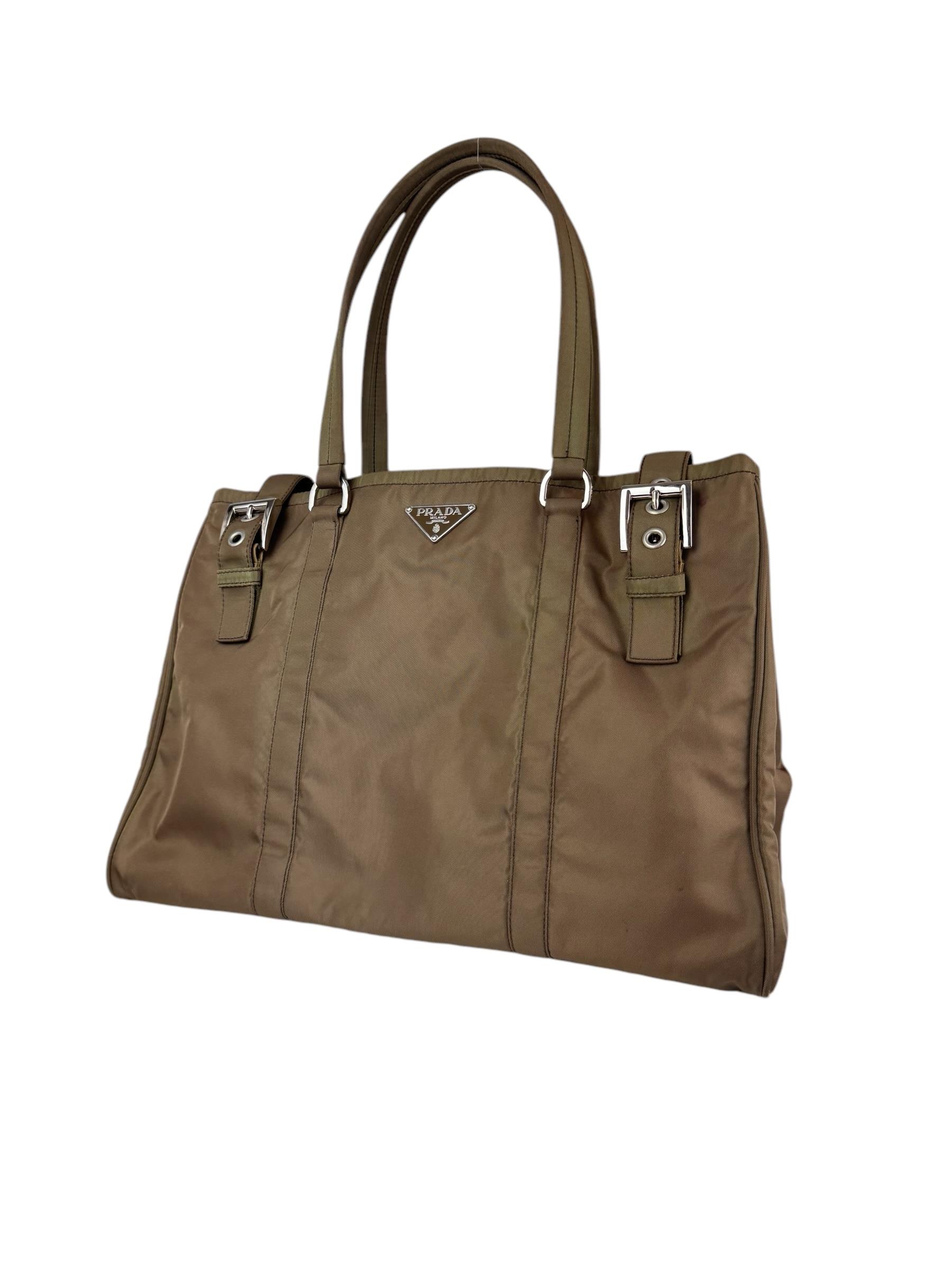 PRADA BUCKLE TESSUTO TOTE BAG