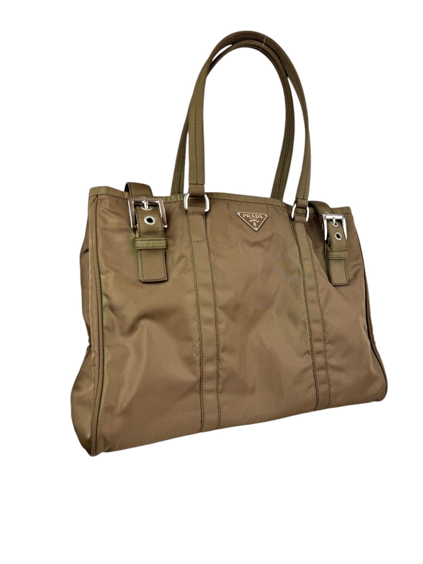 PRADA BUCKLE TESSUTO TOTE BAG