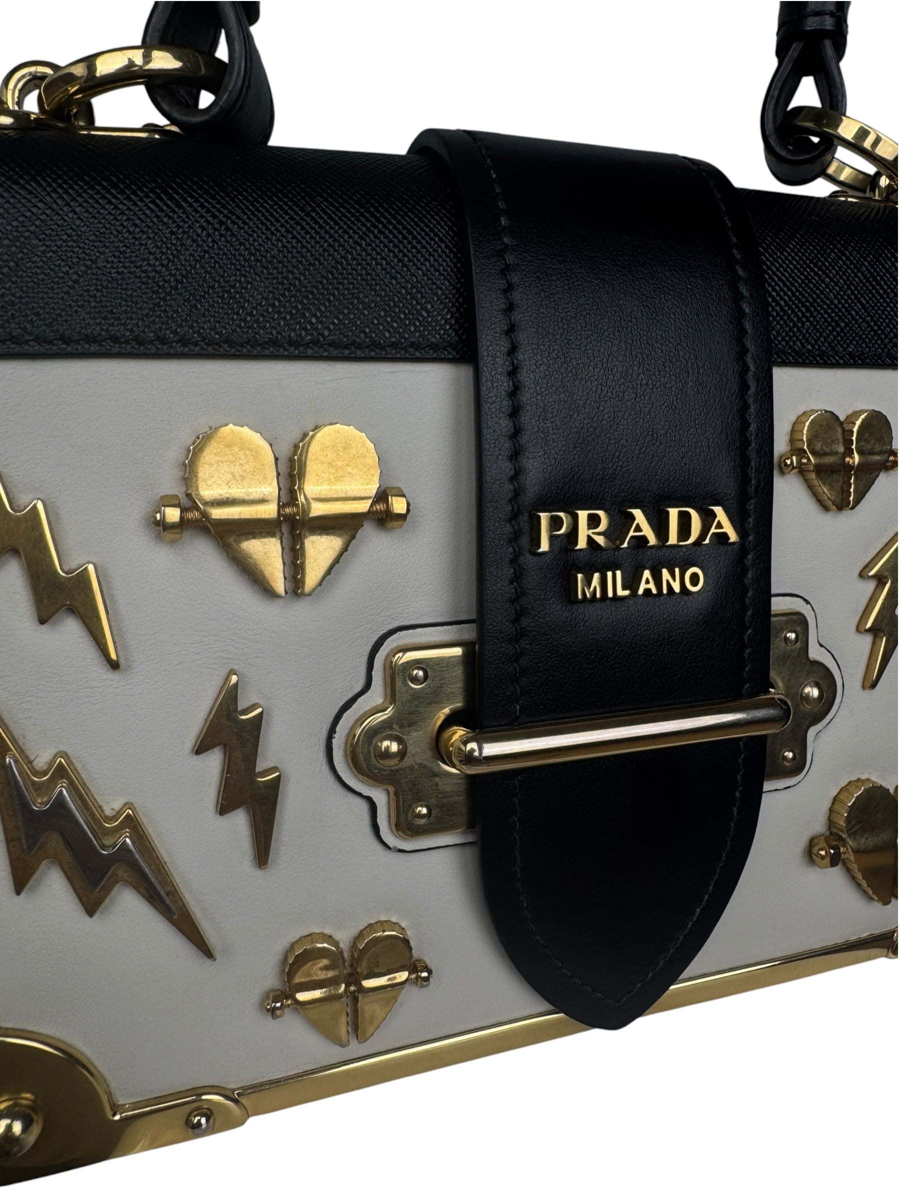 PRADA CAHIER EMBELLISHED LEATHER BAG