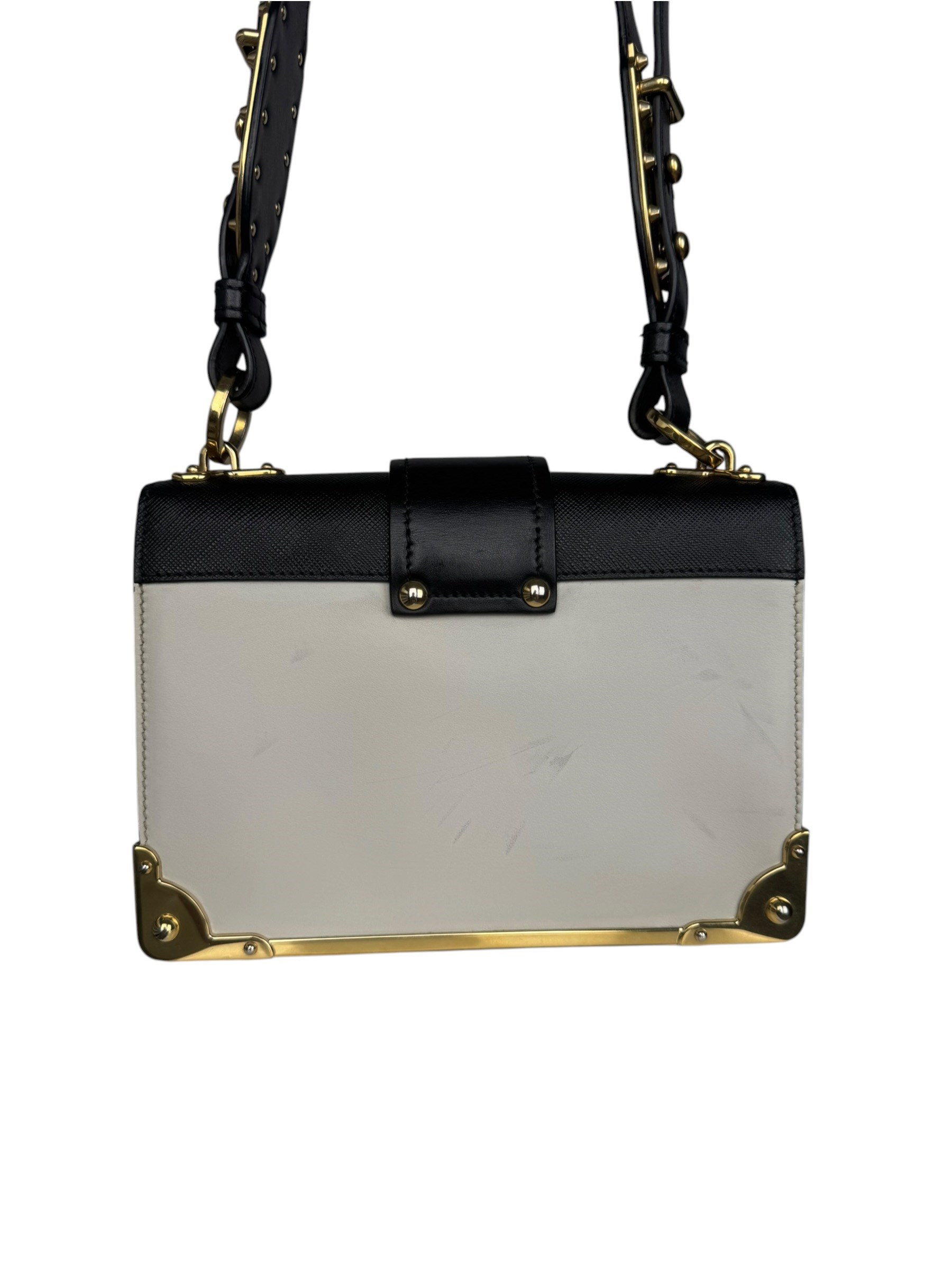 PRADA CAHIER EMBELLISHED LEATHER BAG