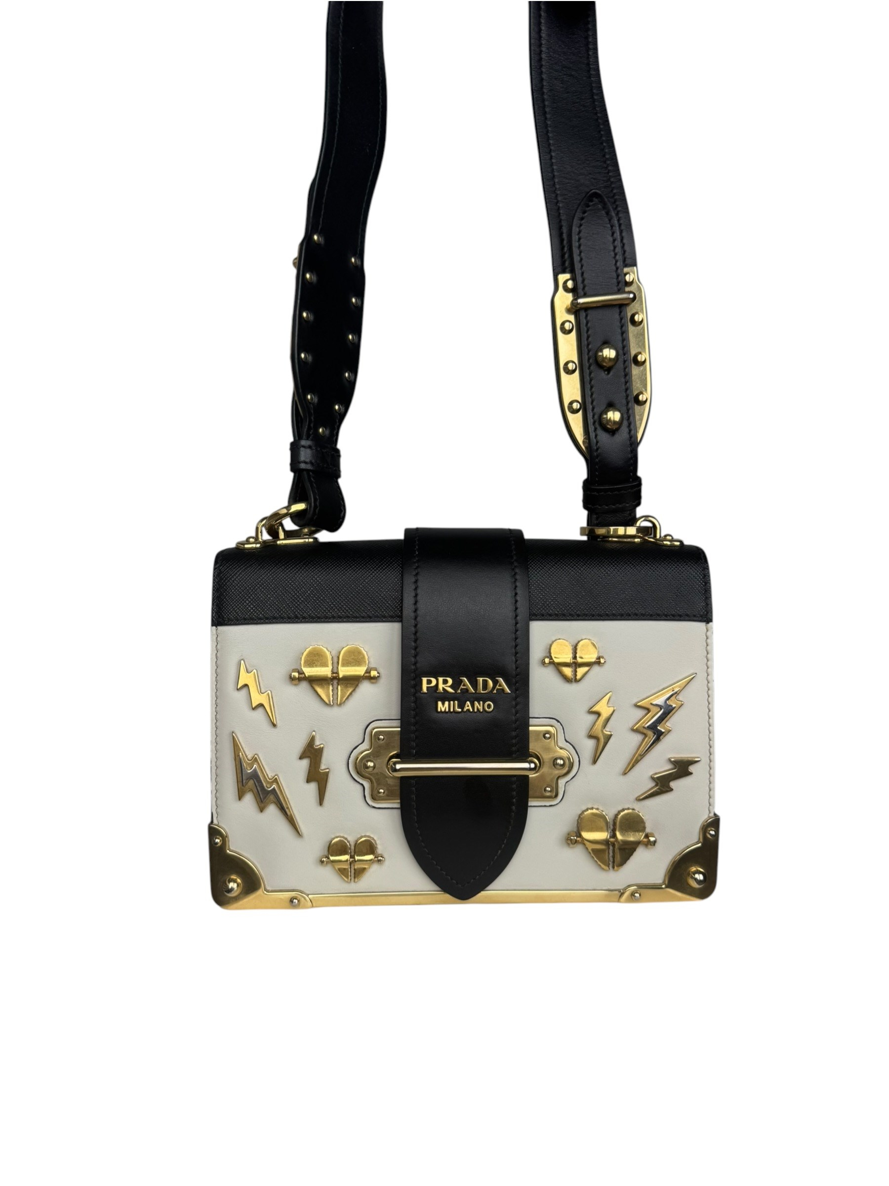 PRADA CAHIER EMBELLISHED LEATHER BAG