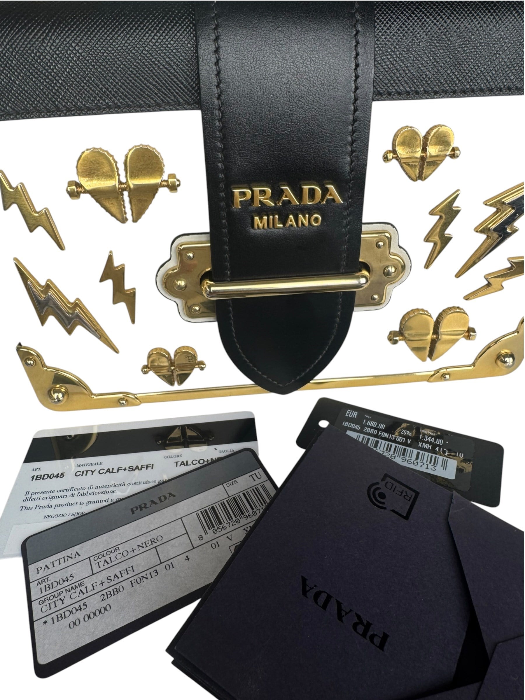 PRADA CAHIER EMBELLISHED LEATHER BAG