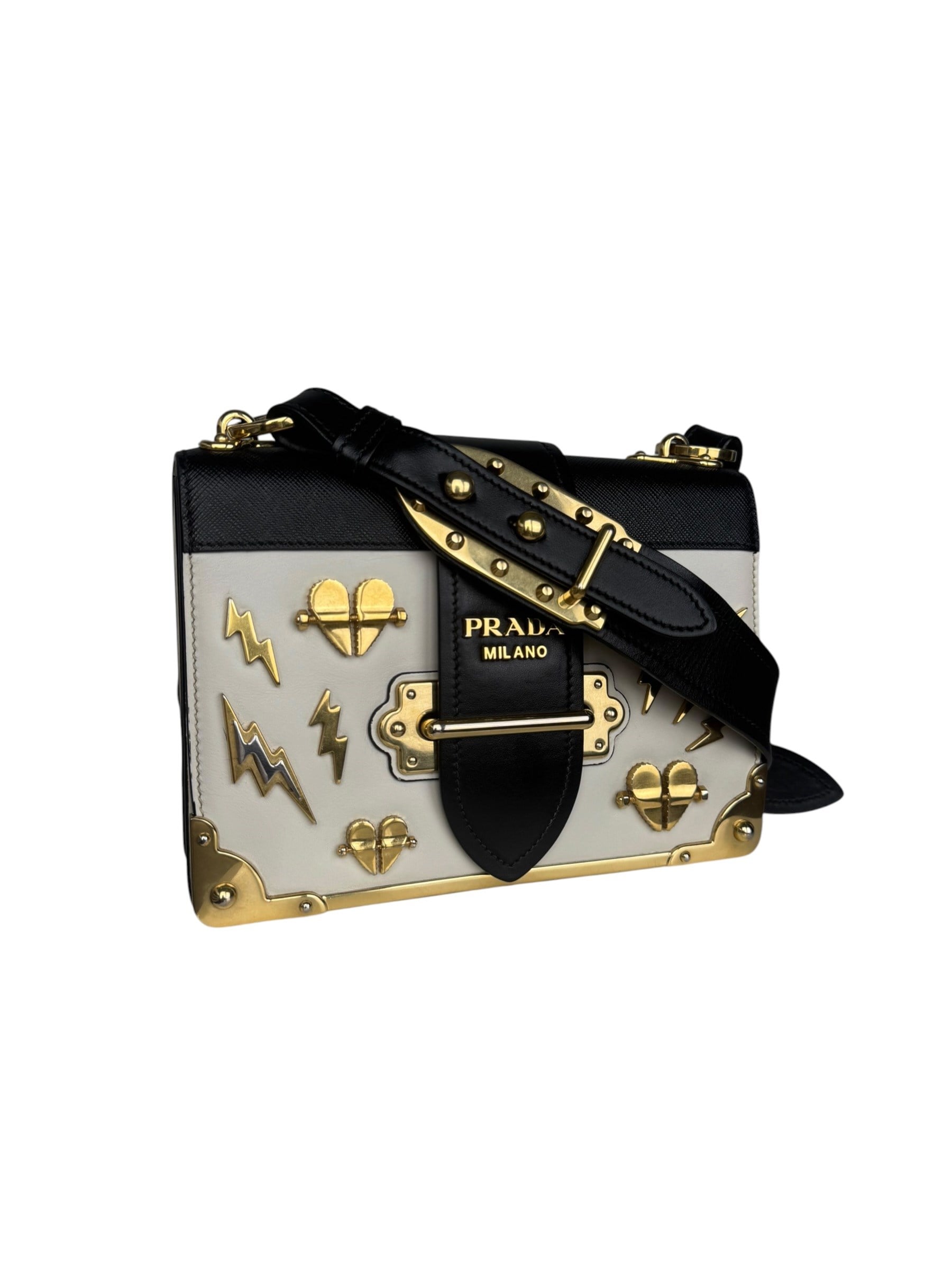 PRADA CAHIER EMBELLISHED LEATHER BAG