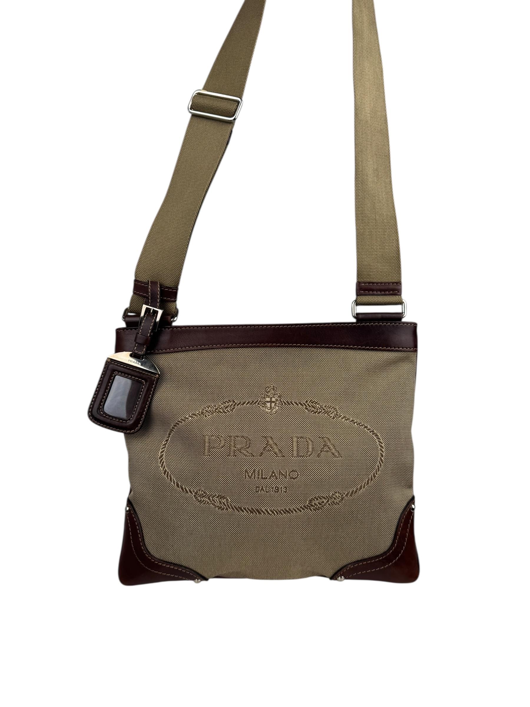 PRADA CANVAS CANAPA LOGO MESSENGER BAG
