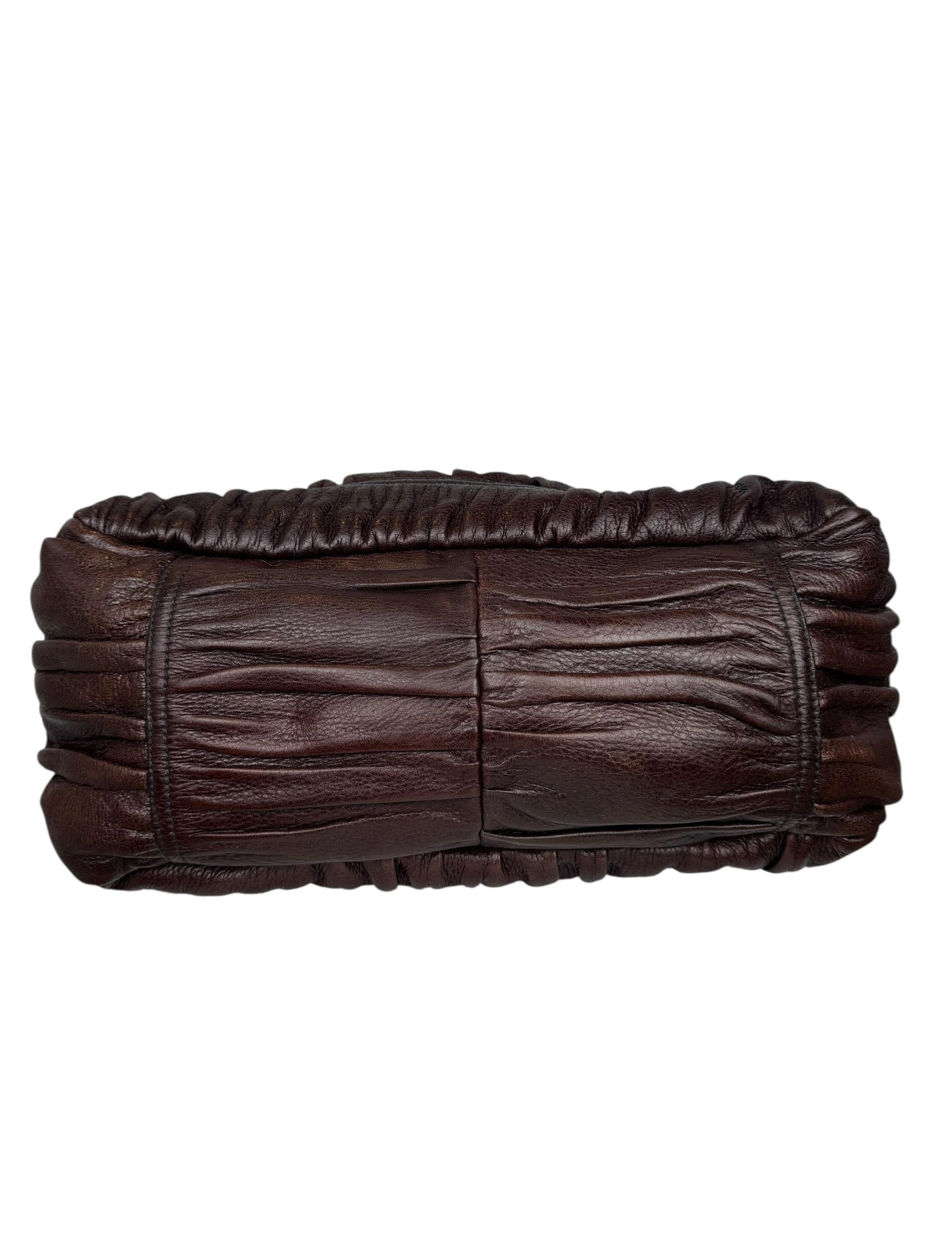 PRADA CERVO LEATHER STRAWSTRING BAG