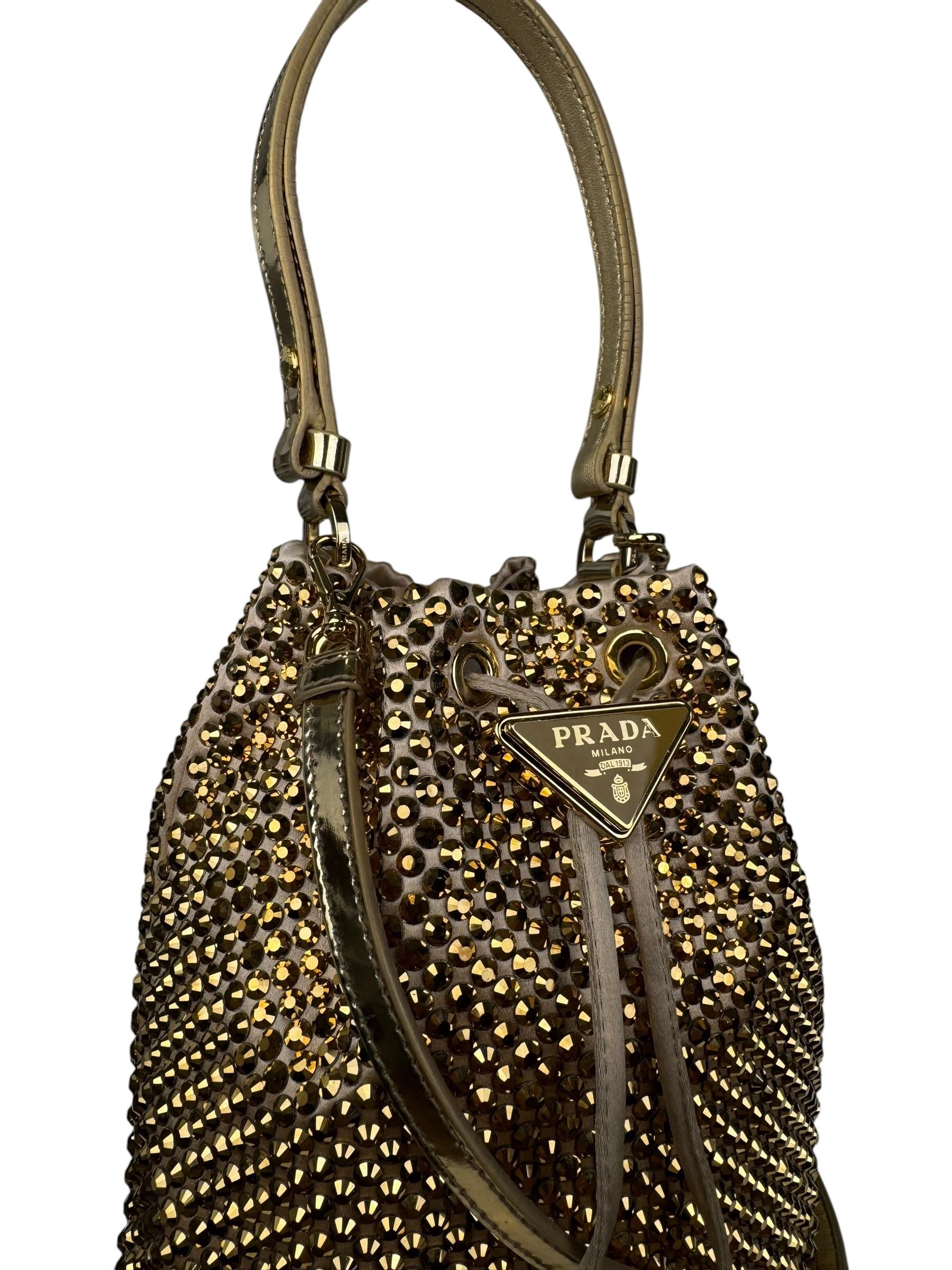 PRADA CRYSTAL EMBELLISHED  SILK BUCKET BAG