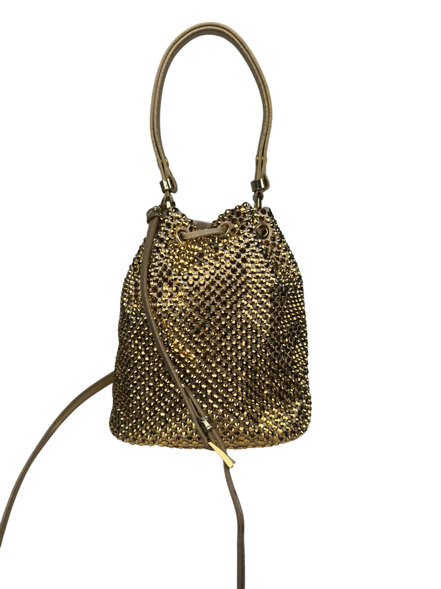 PRADA CRYSTAL EMBELLISHED  SILK BUCKET BAG