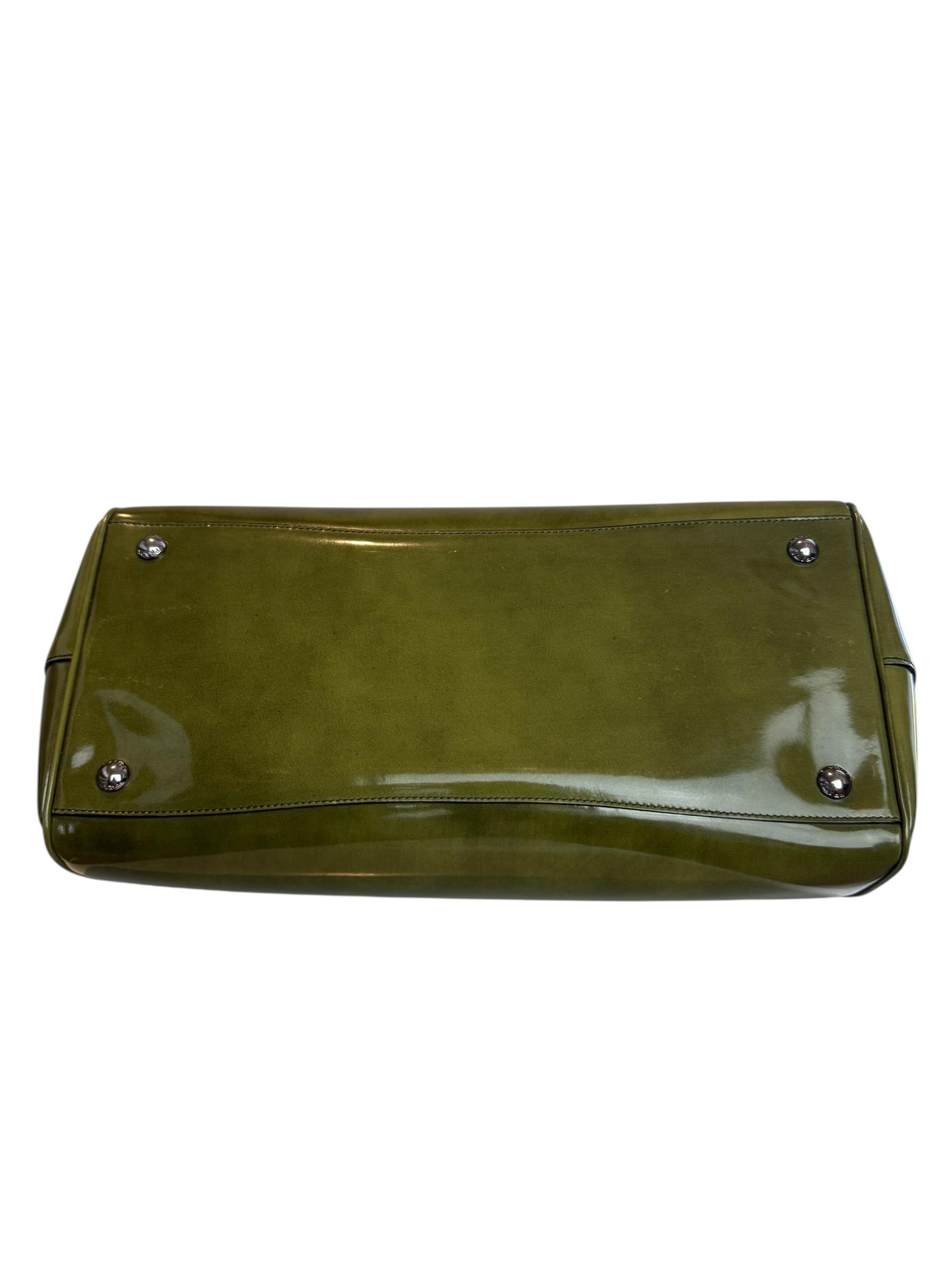 PRADA GREEN SPAZZOLATO LEATHER BAG