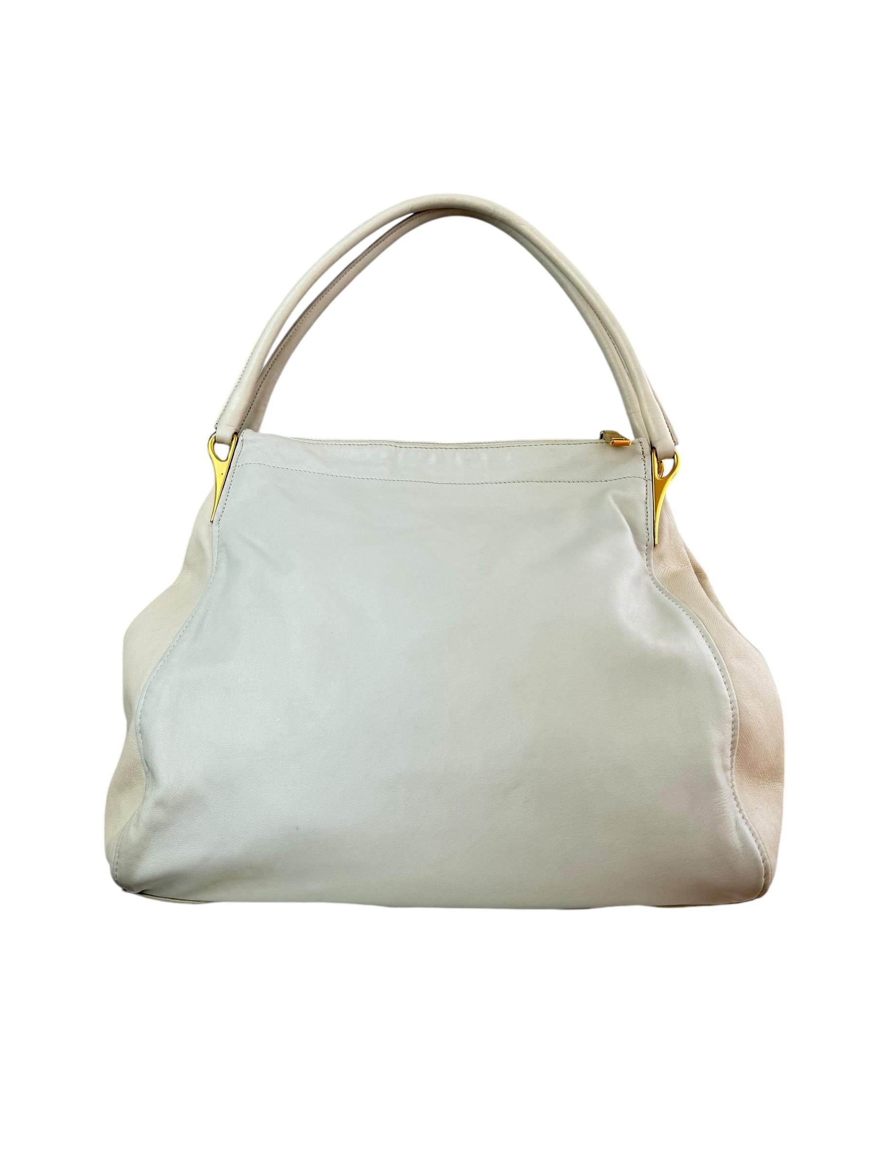 PRADA IVORY VITELLO DAINO OMUZ CANTASI