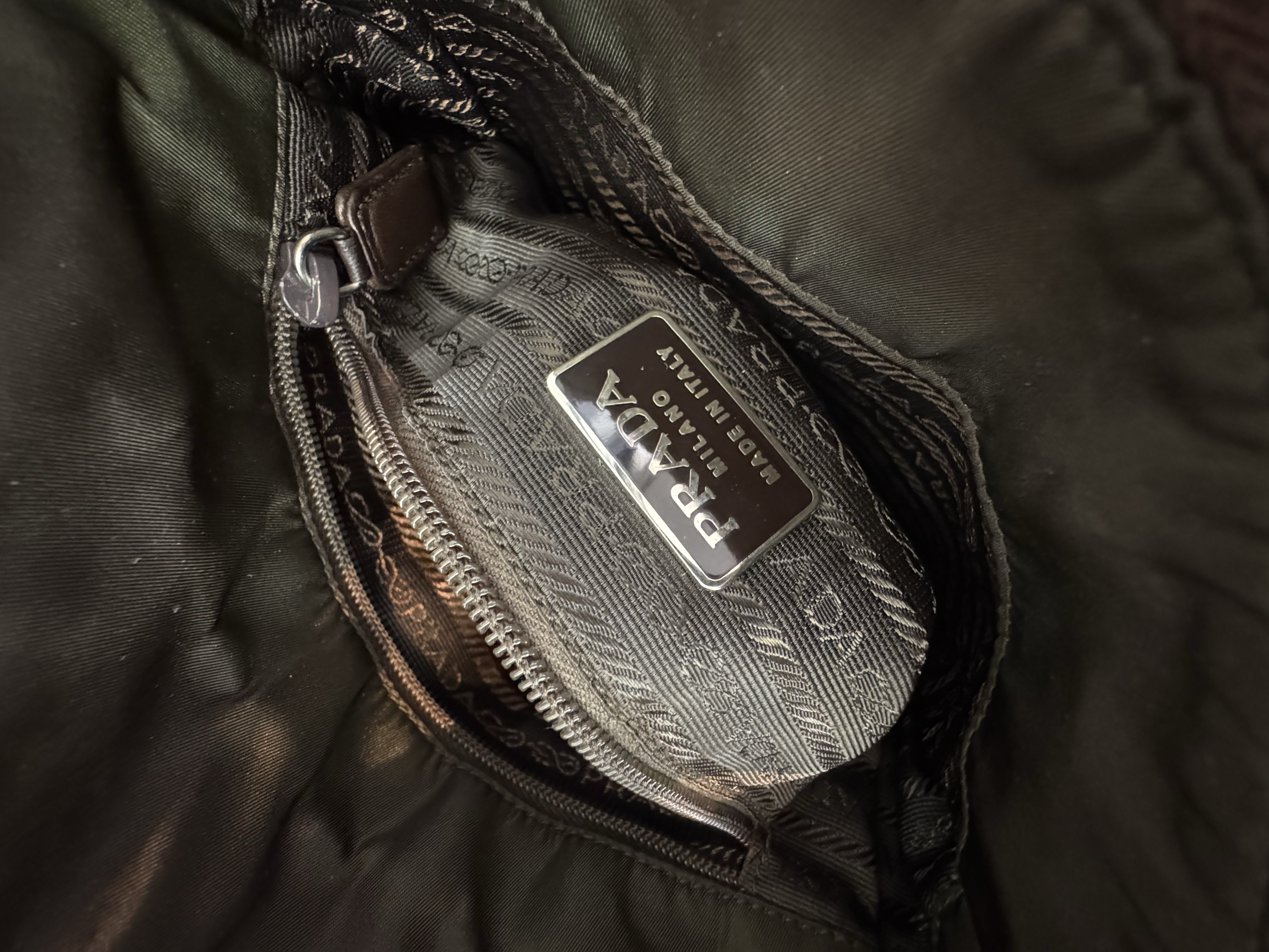 PRADA KHAKI NYLON TOTE BAG