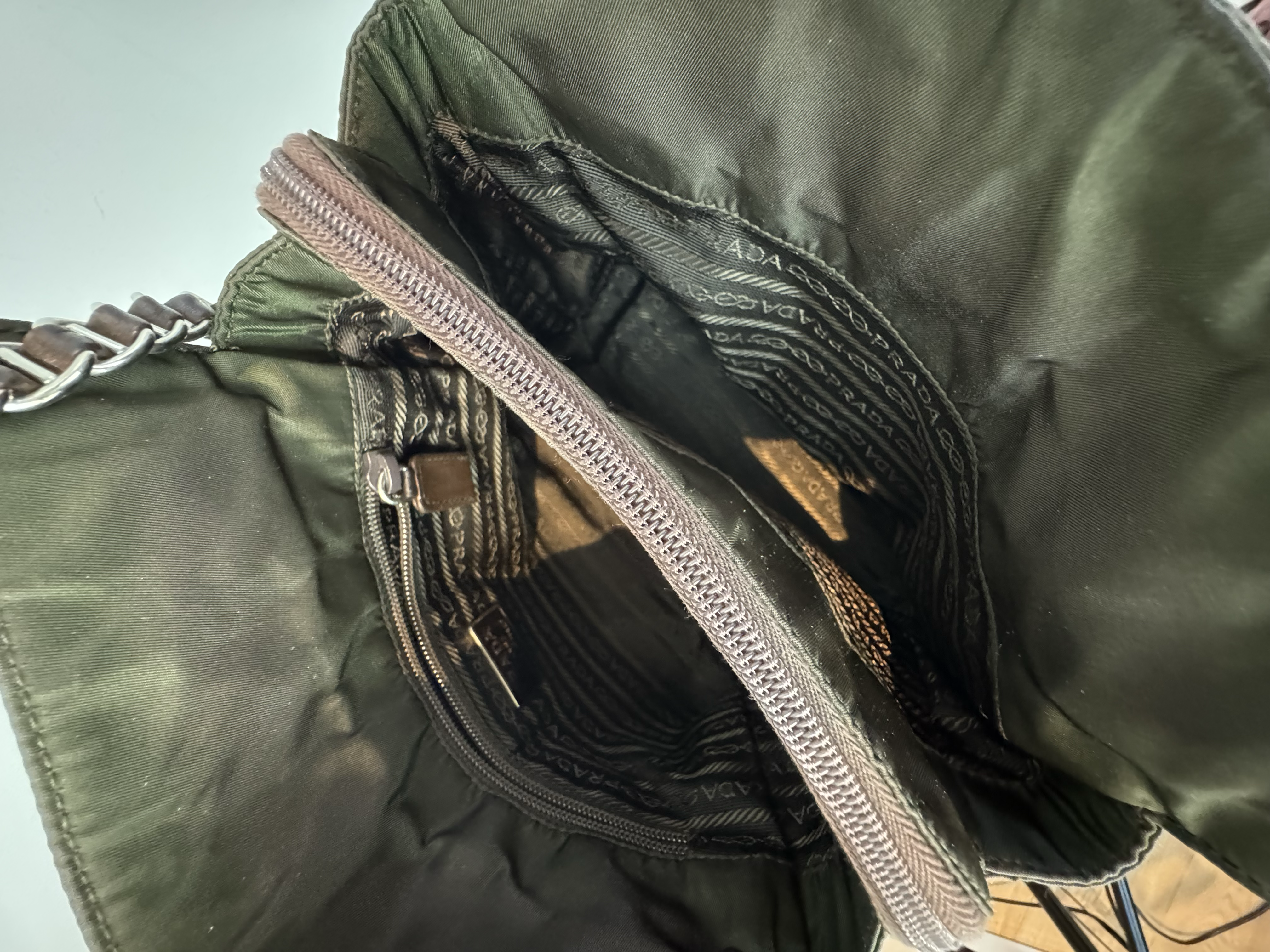 PRADA KHAKI NYLON TOTE BAG