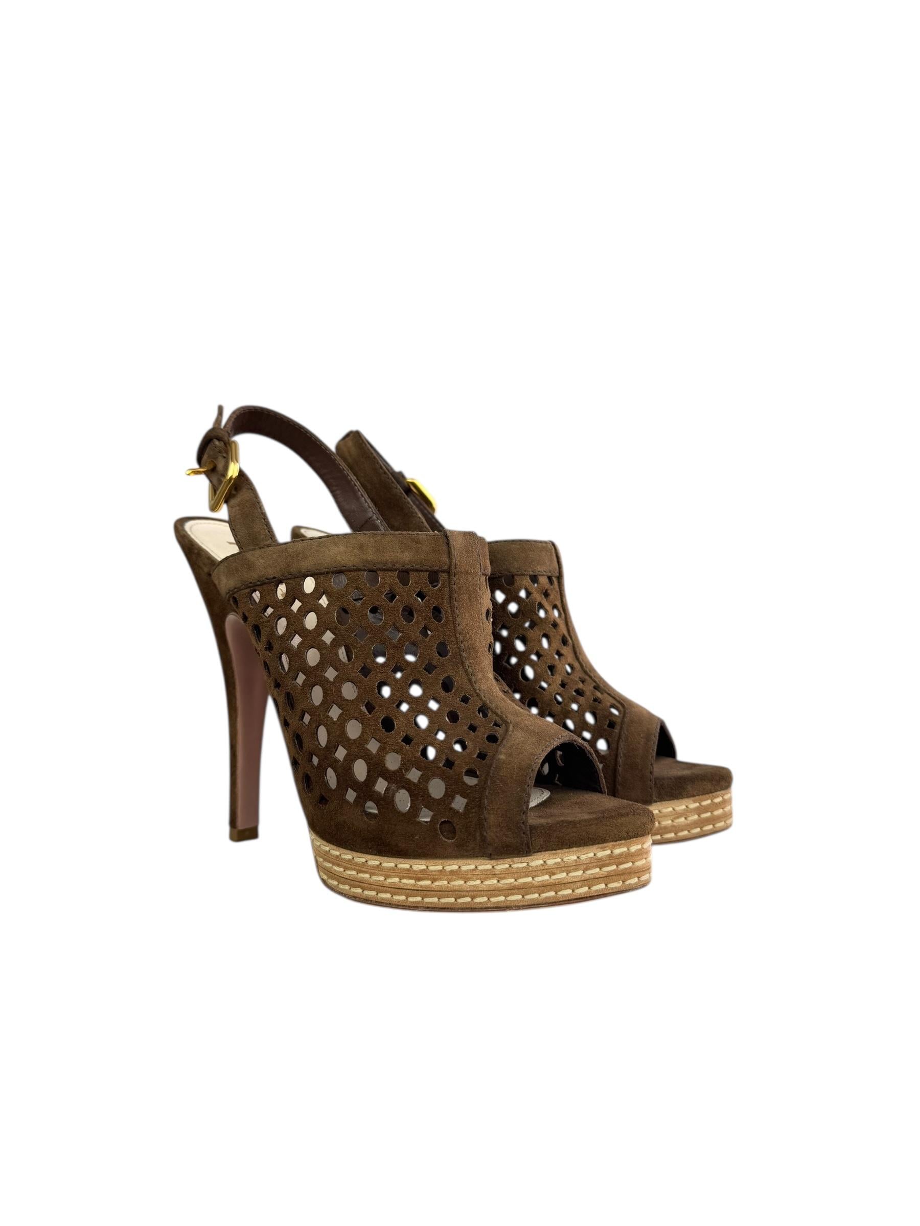 PRADA KHAKI SUEDE HEELS