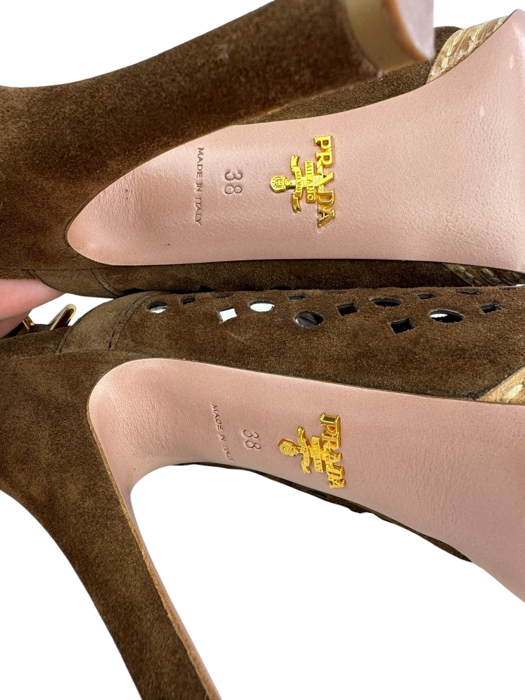 PRADA KHAKI SUEDE HEELS