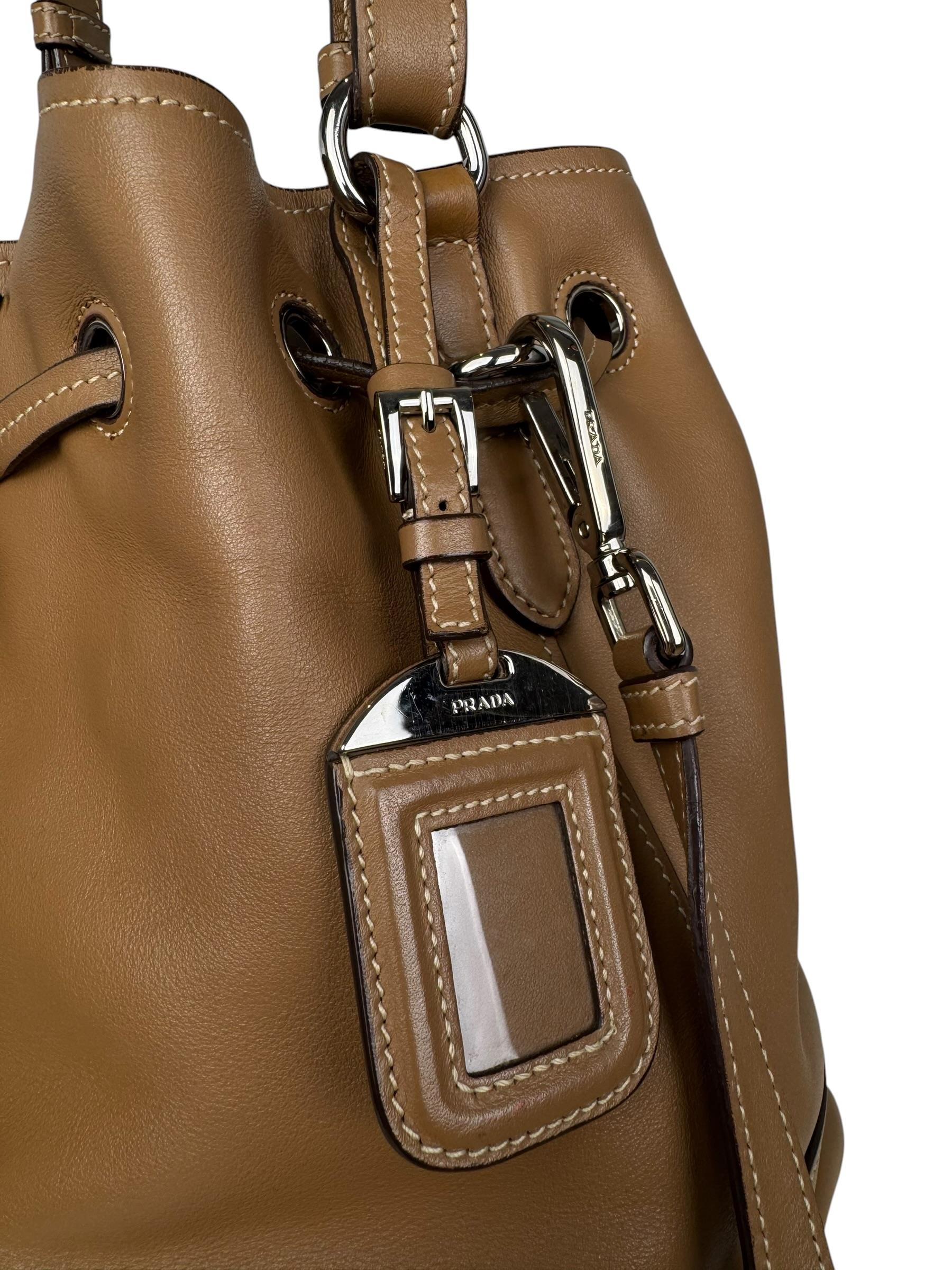 PRADA LEATHER BUCKET BAG
