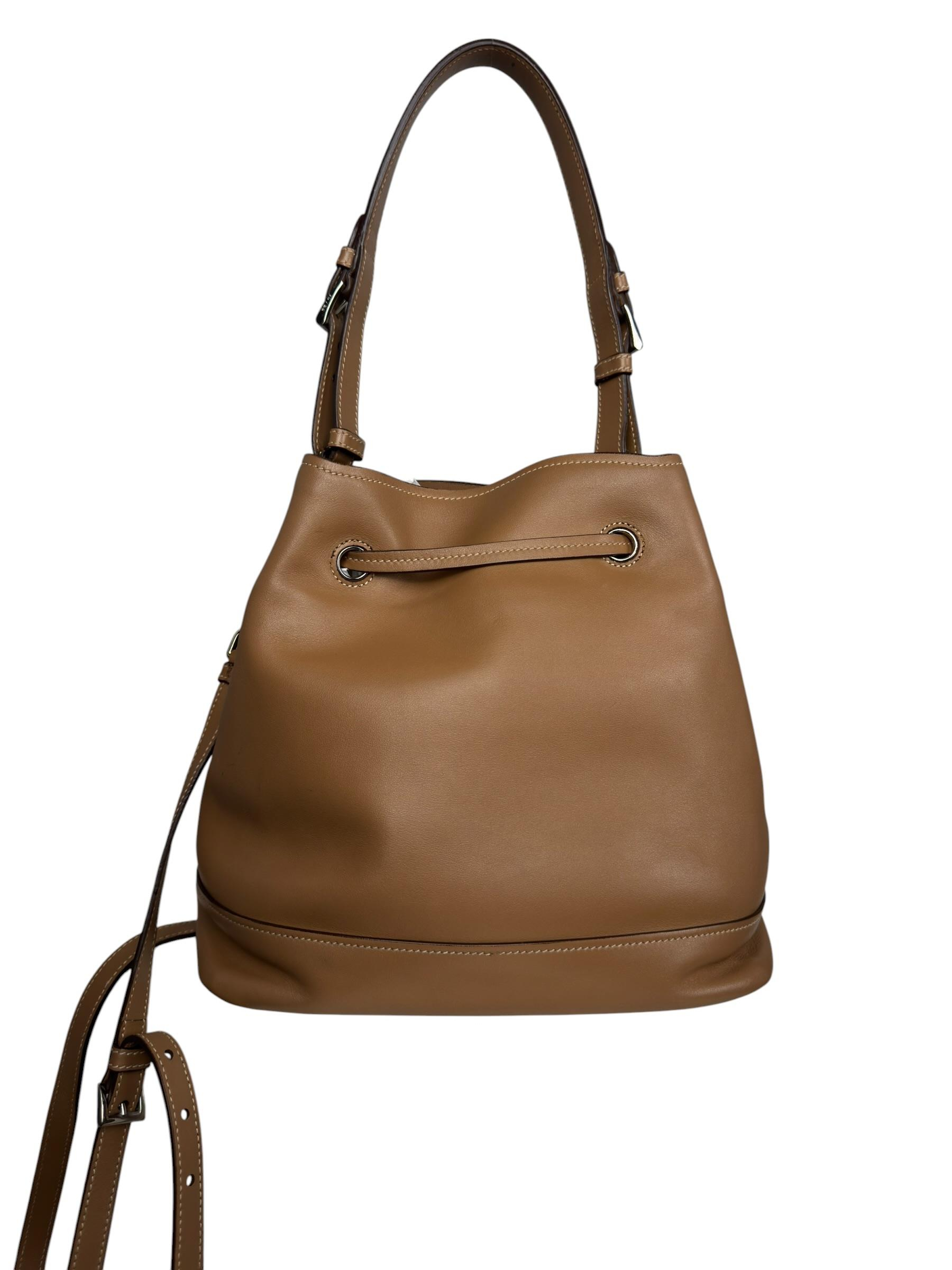 PRADA LEATHER BUCKET BAG