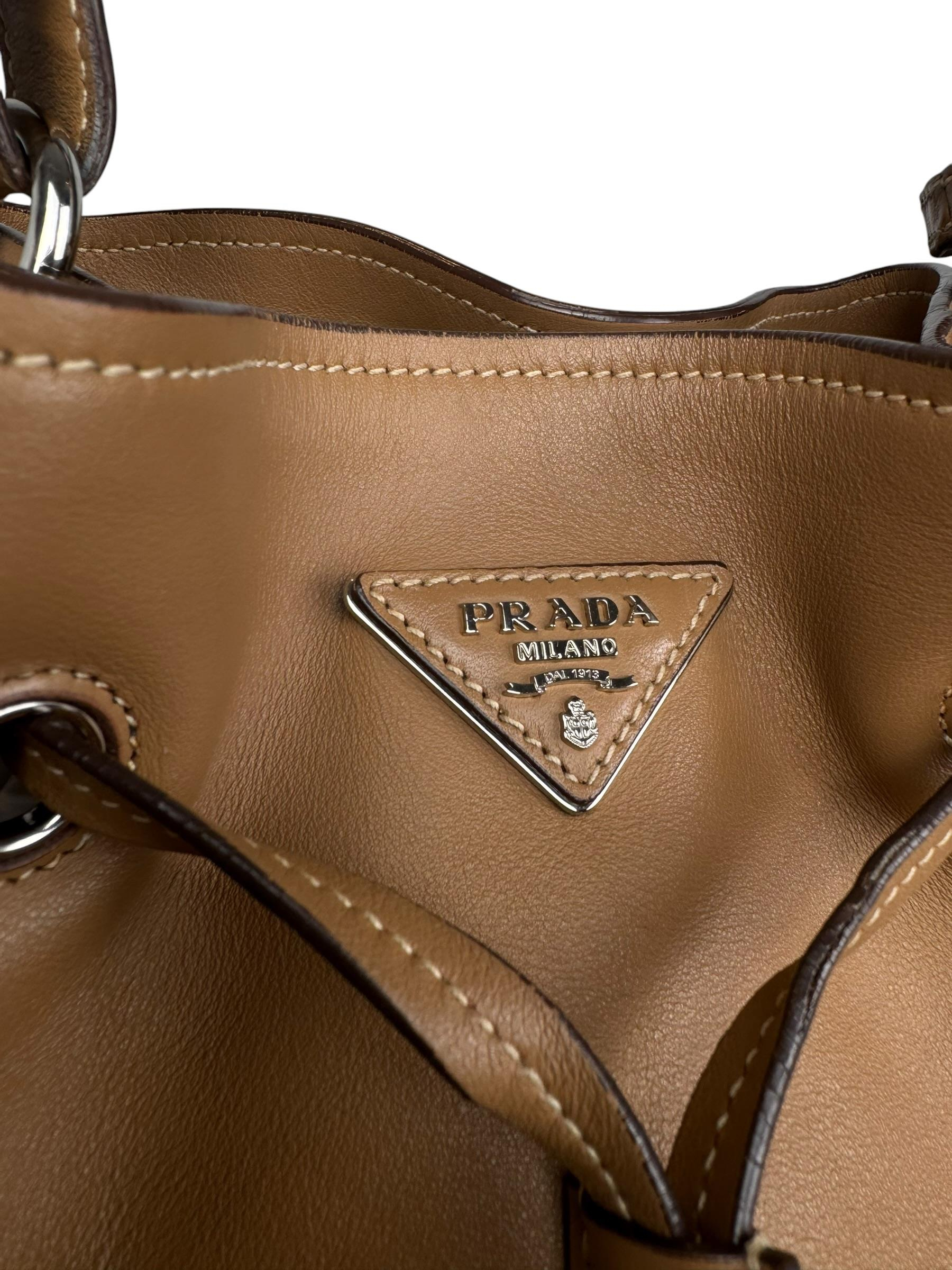 PRADA LEATHER BUCKET BAG