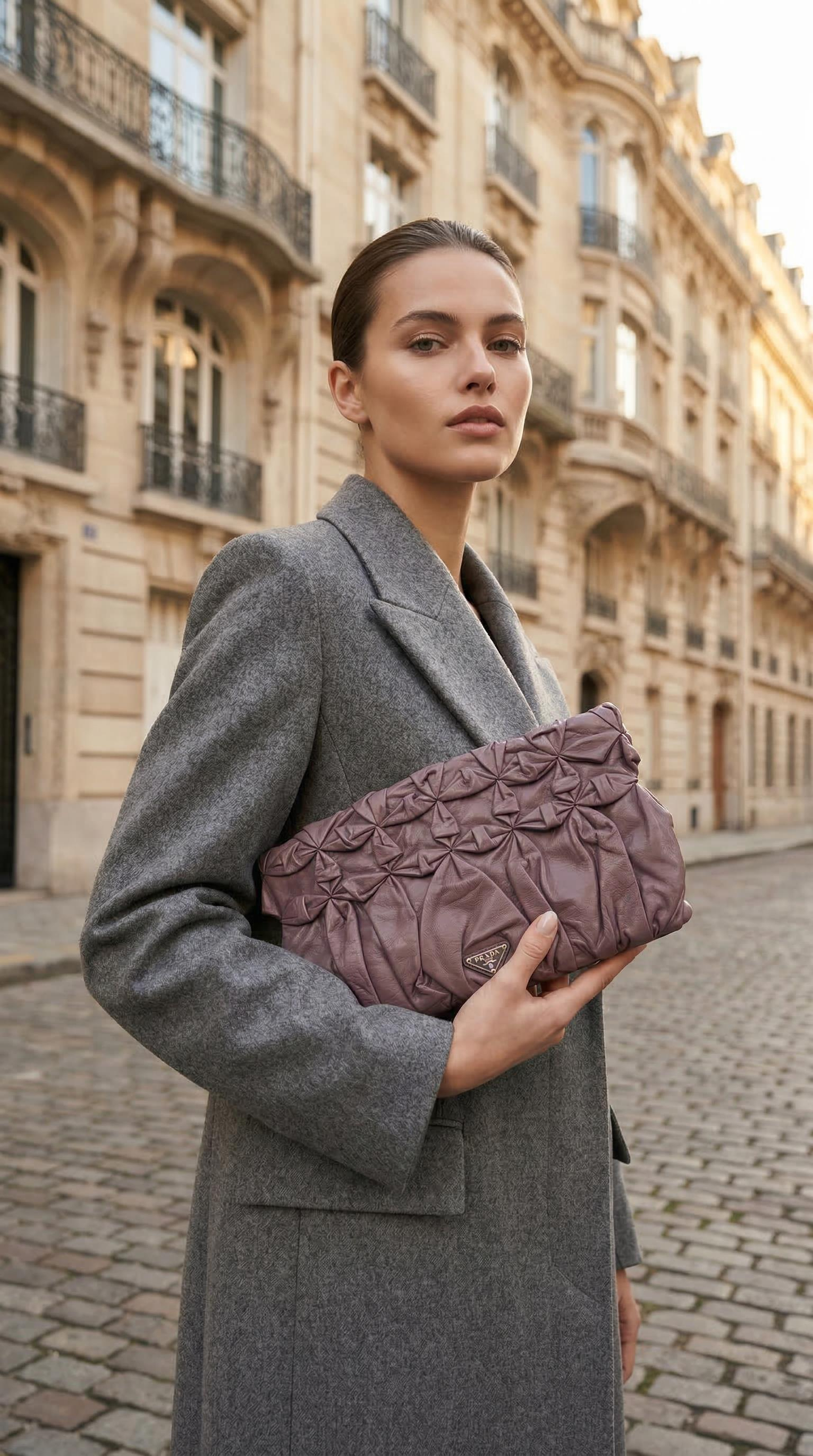 PRADA LILAC ORIGAMI CLUTCH BAG