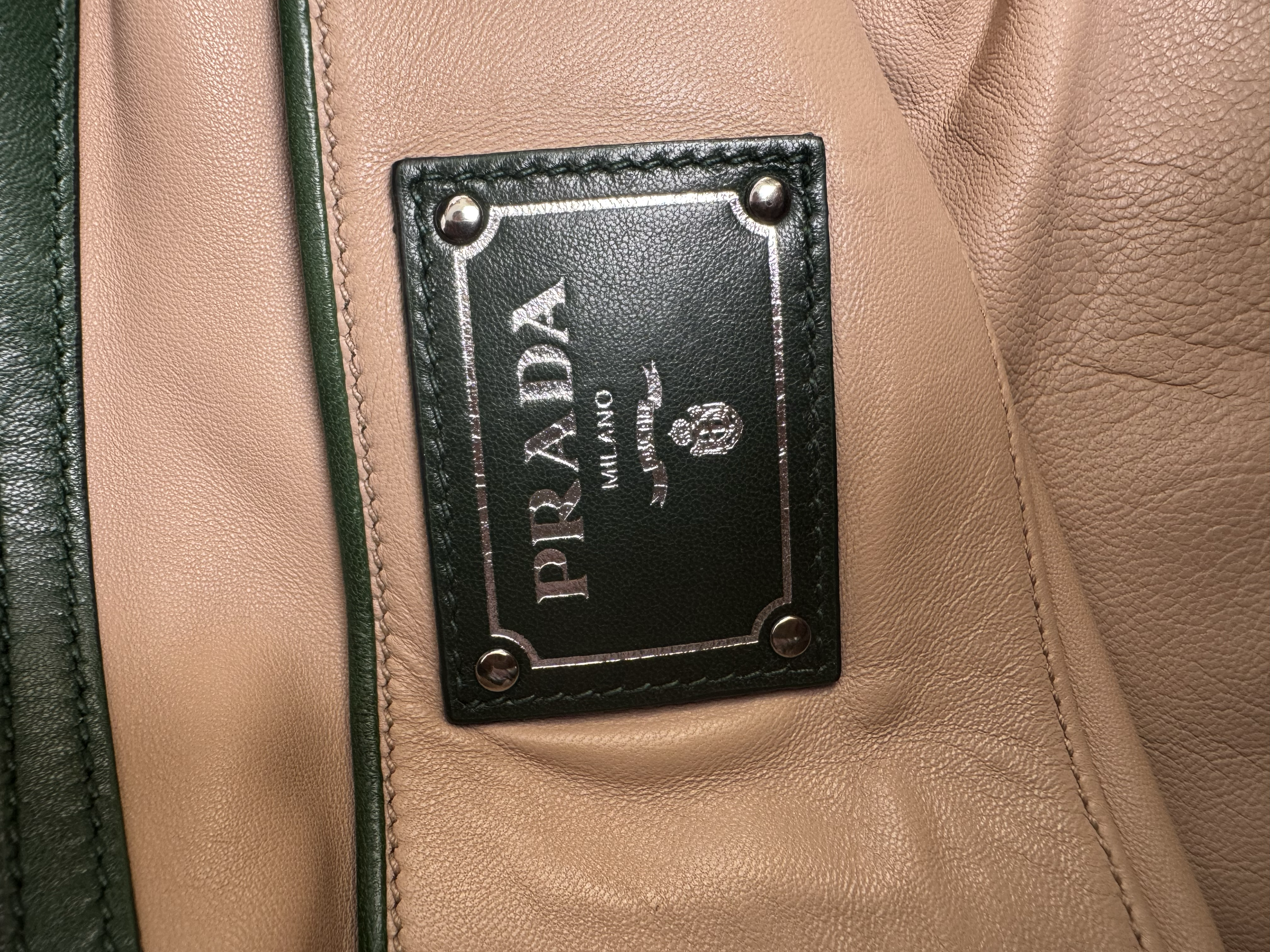 PRADA MEDIUM GREEN NAPPA GAUFRE TOTE BAG