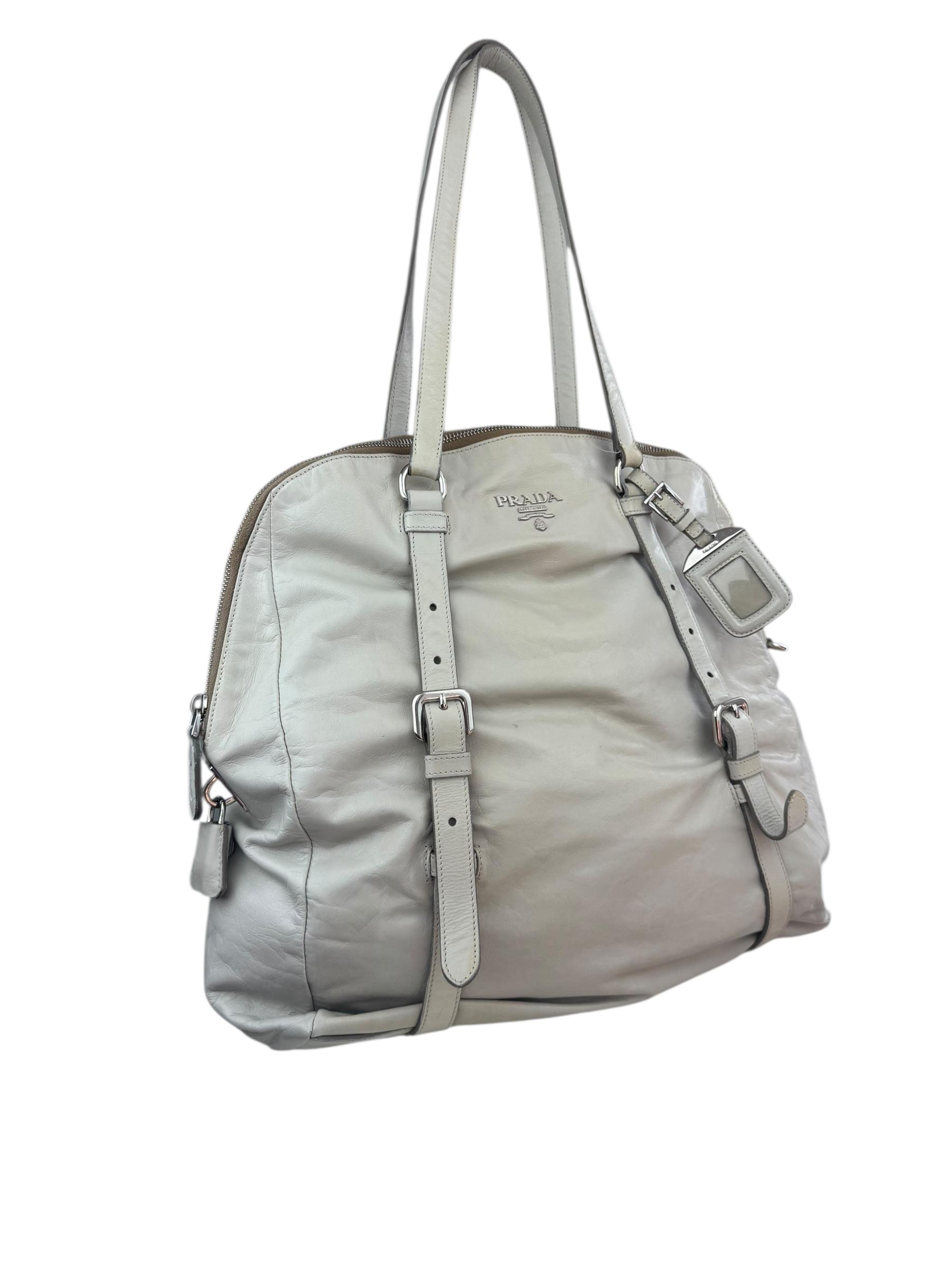 PRADA NAPPA BIANCO TOTE BAG