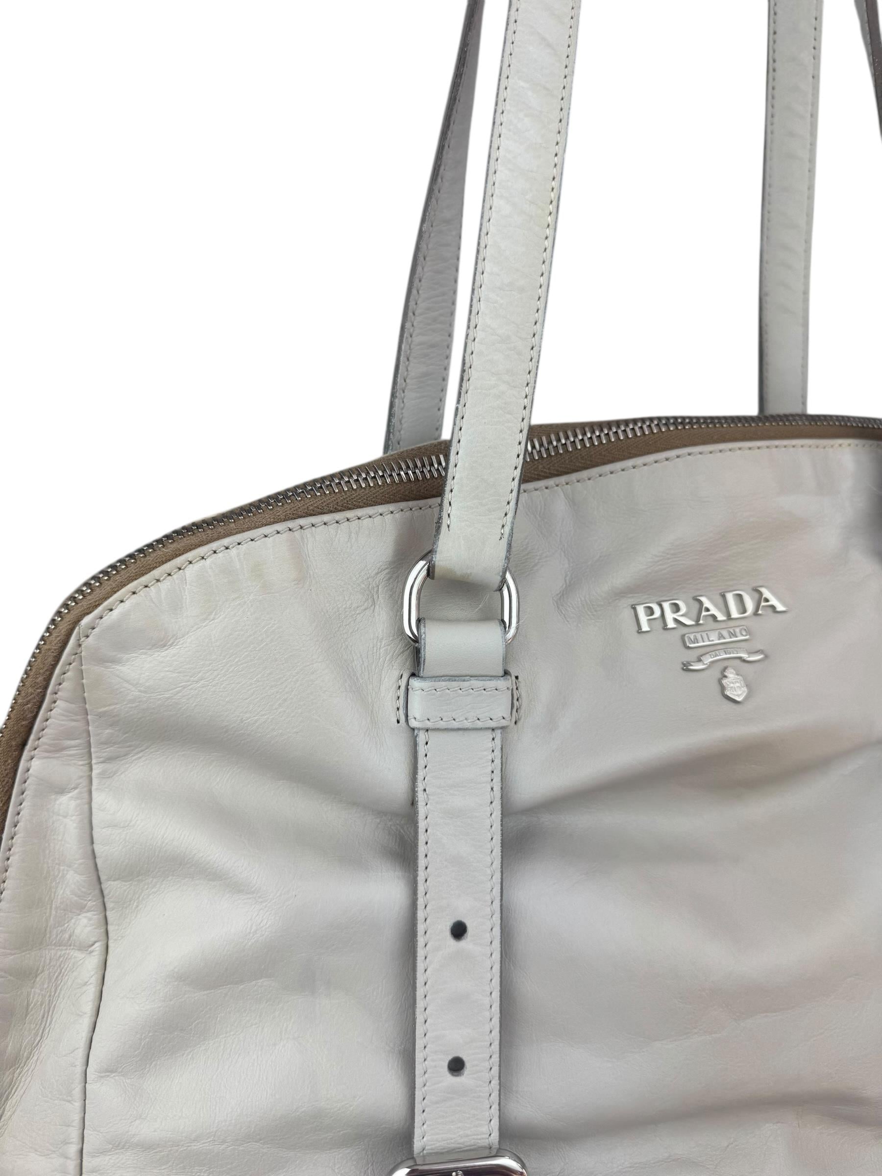 PRADA NAPPA BIANCO TOTE BAG