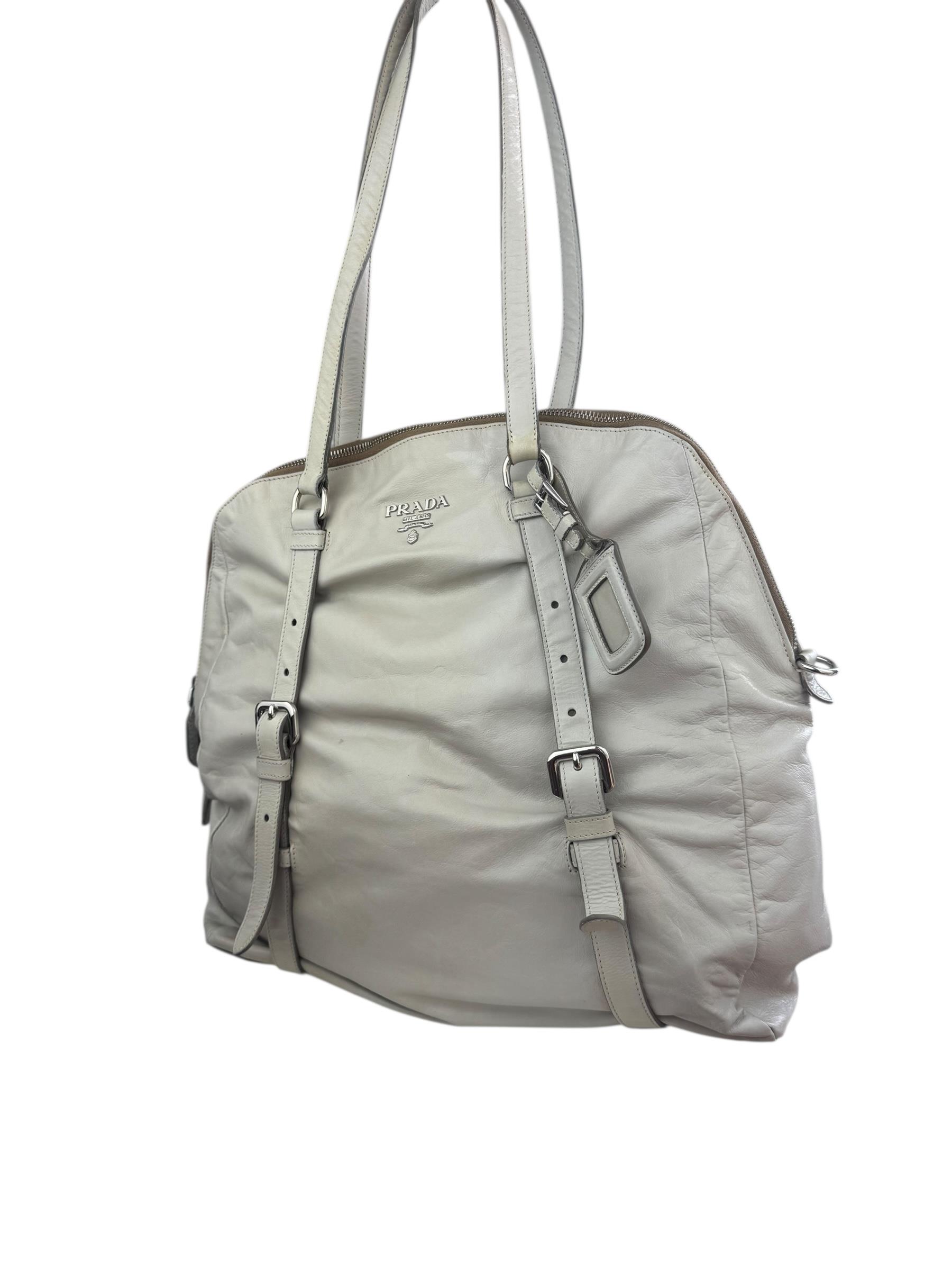 PRADA NAPPA BIANCO TOTE BAG