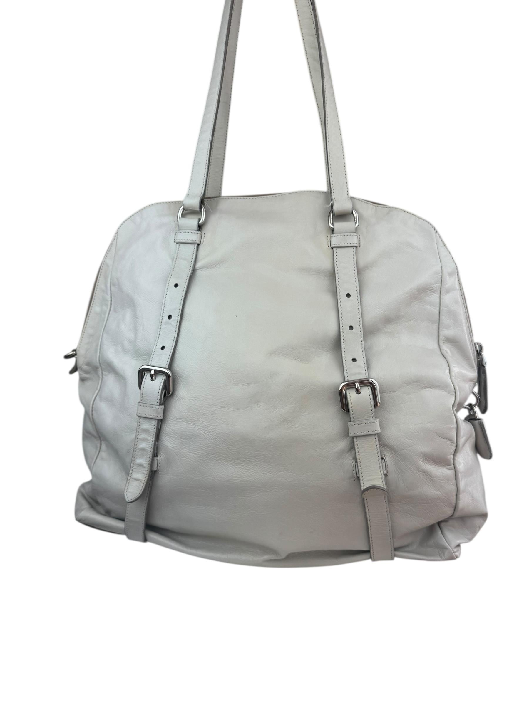 PRADA NAPPA BIANCO TOTE BAG